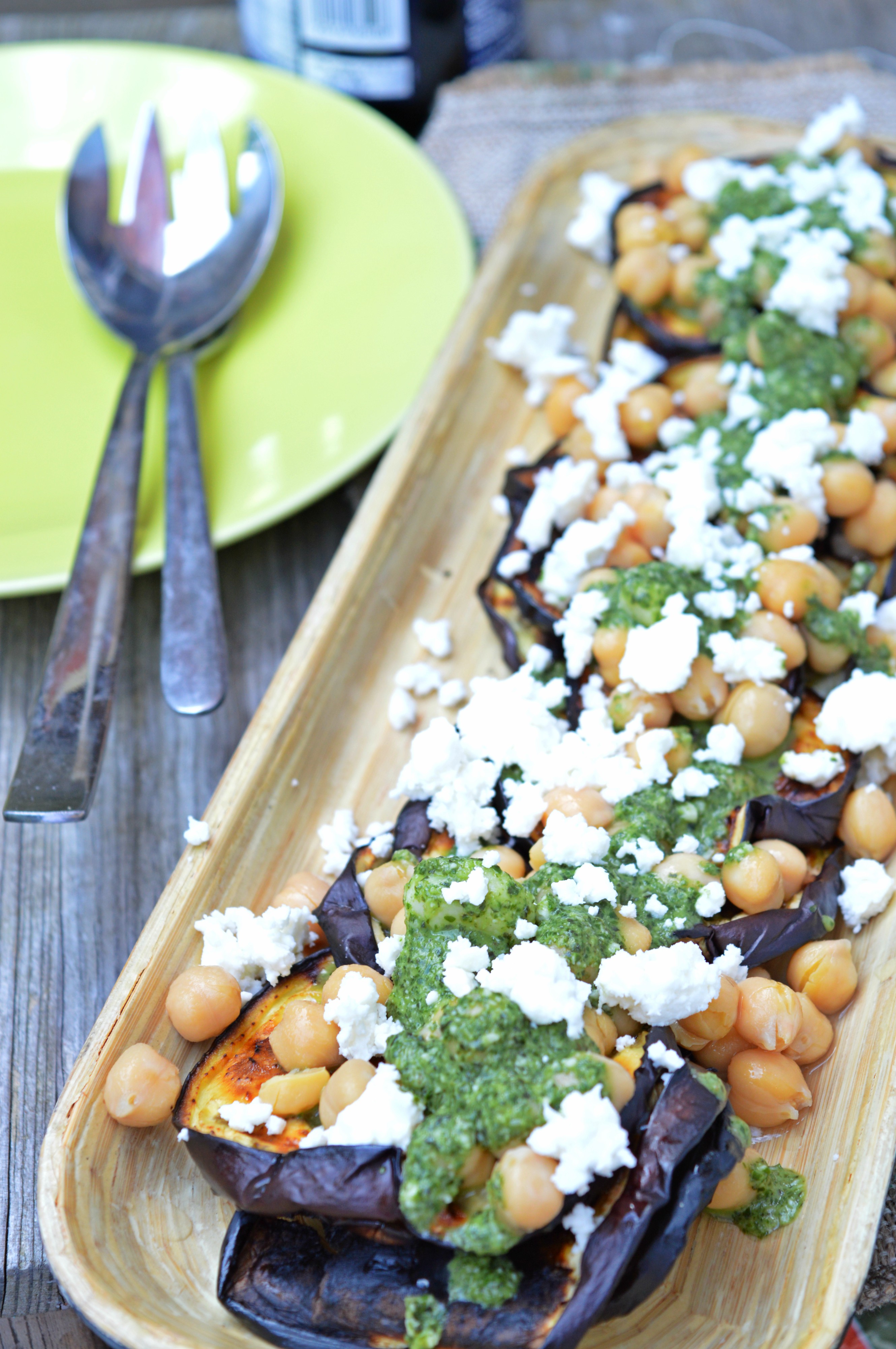 Grilled Eggplant, Chickpeas & Feta Salad