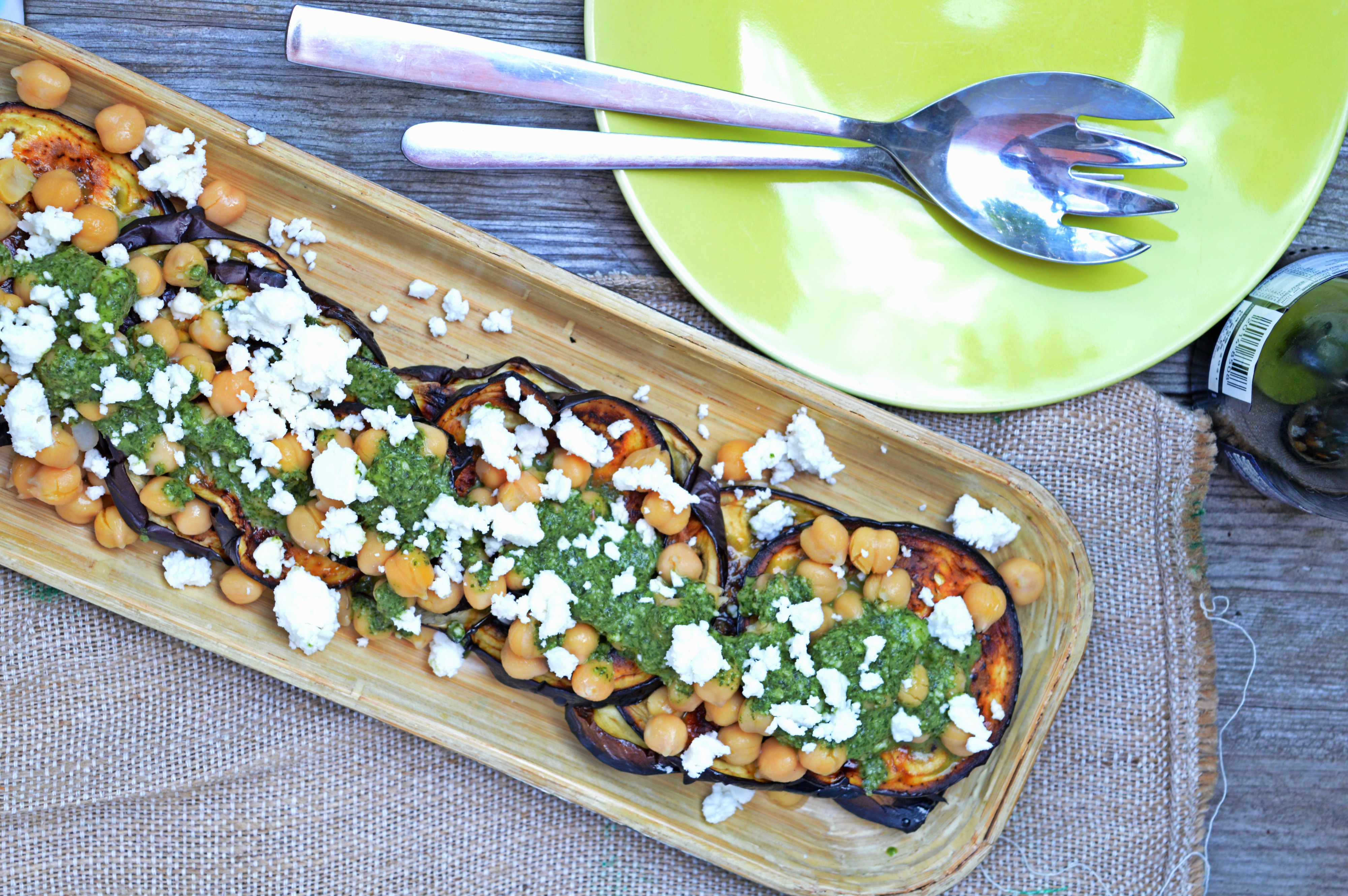 Grilled Eggplant, Chickpeas & Feta Salad