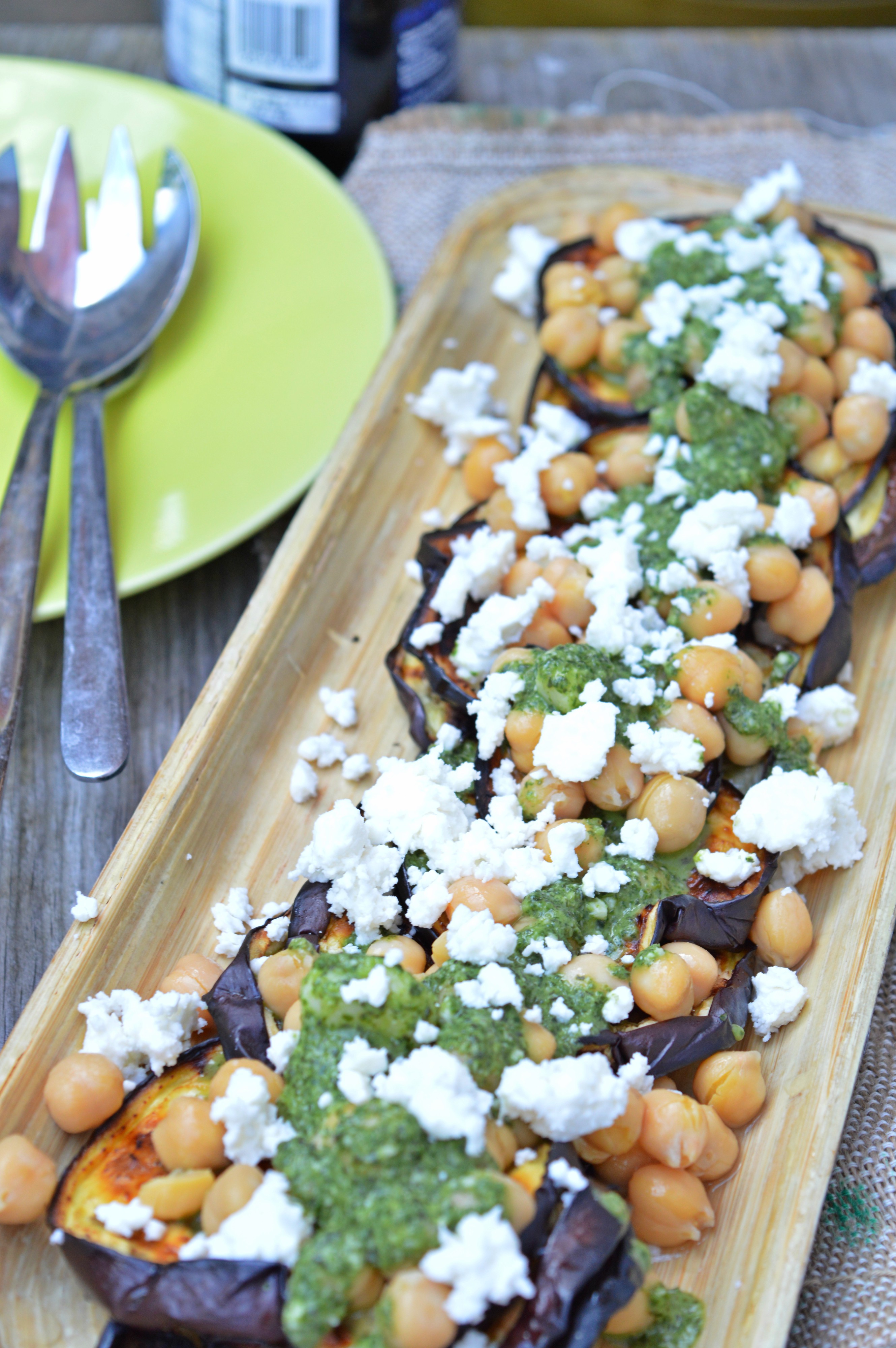 Grilled Eggplant, Chickpeas & Feta Salad