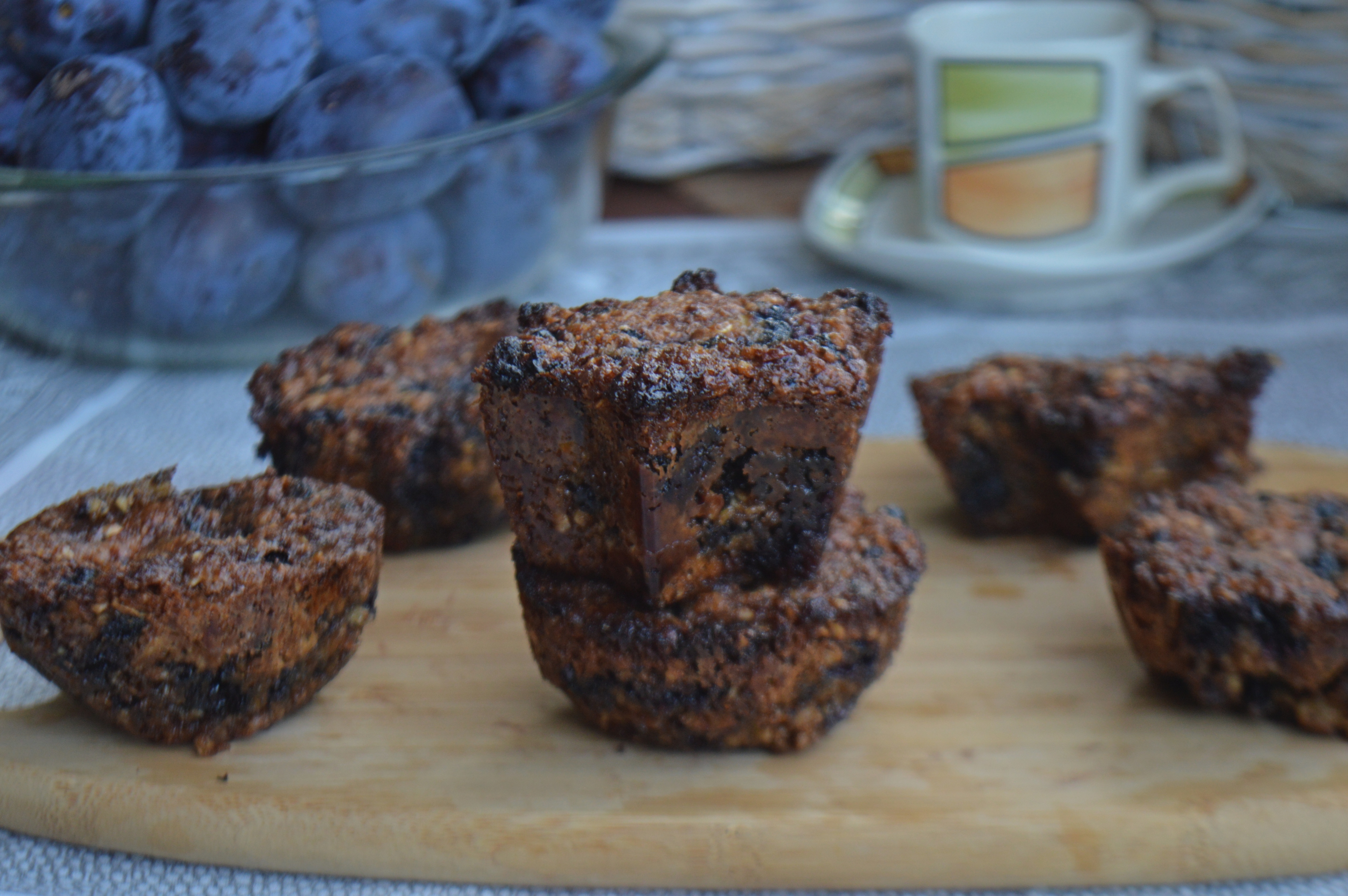 Aronia Berry Oat Muffins with Chocolate