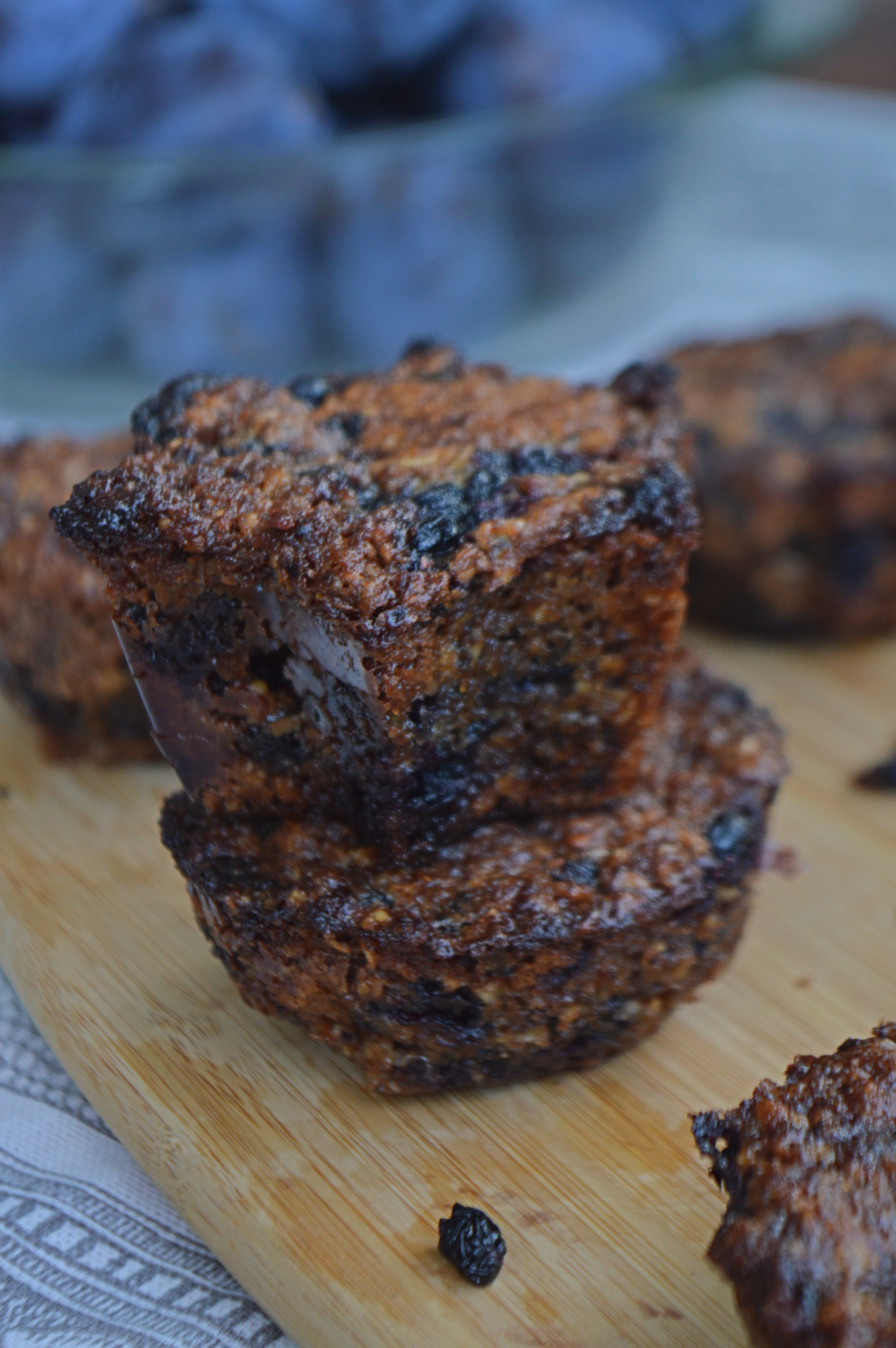 Aronia Berry Oat Muffins with Chocolate