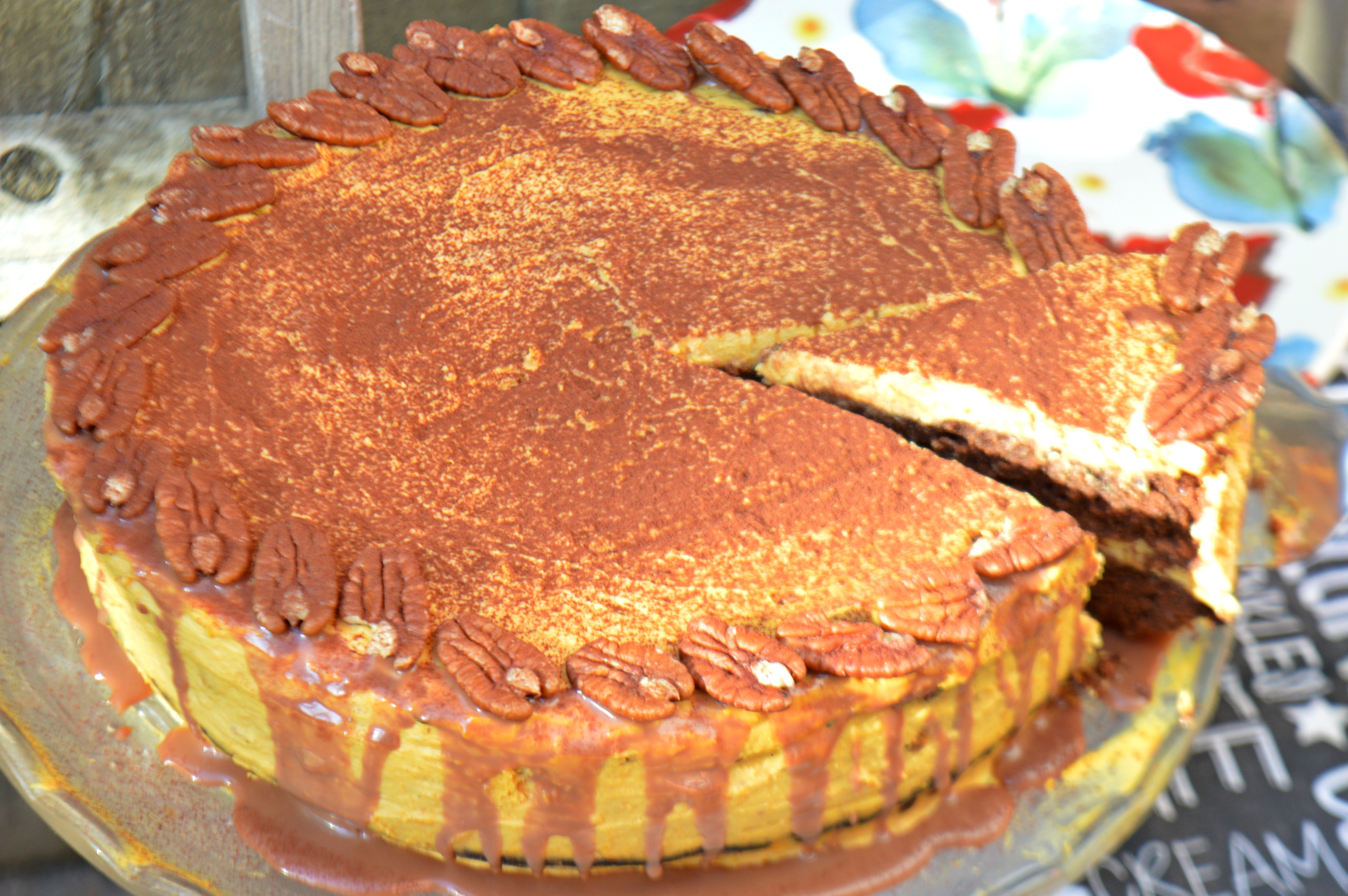 Pumpkin Chocolate Cake with Pecans