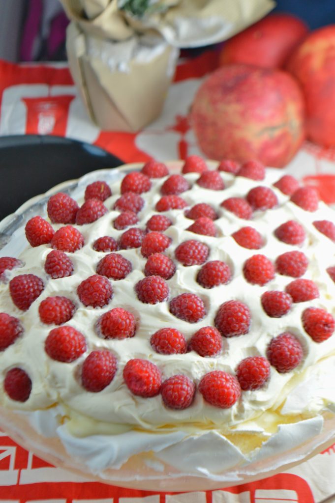 Raspberry White Chocolate Pavlova