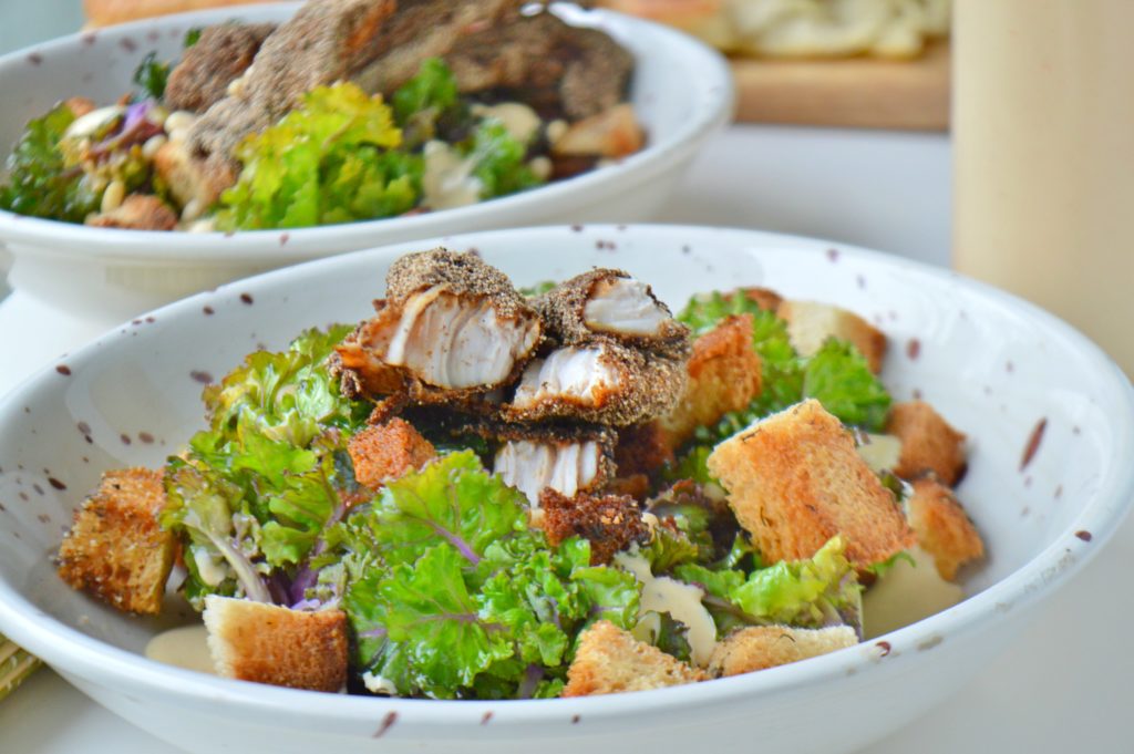 Spicy Crispy Chicken Kale Salad