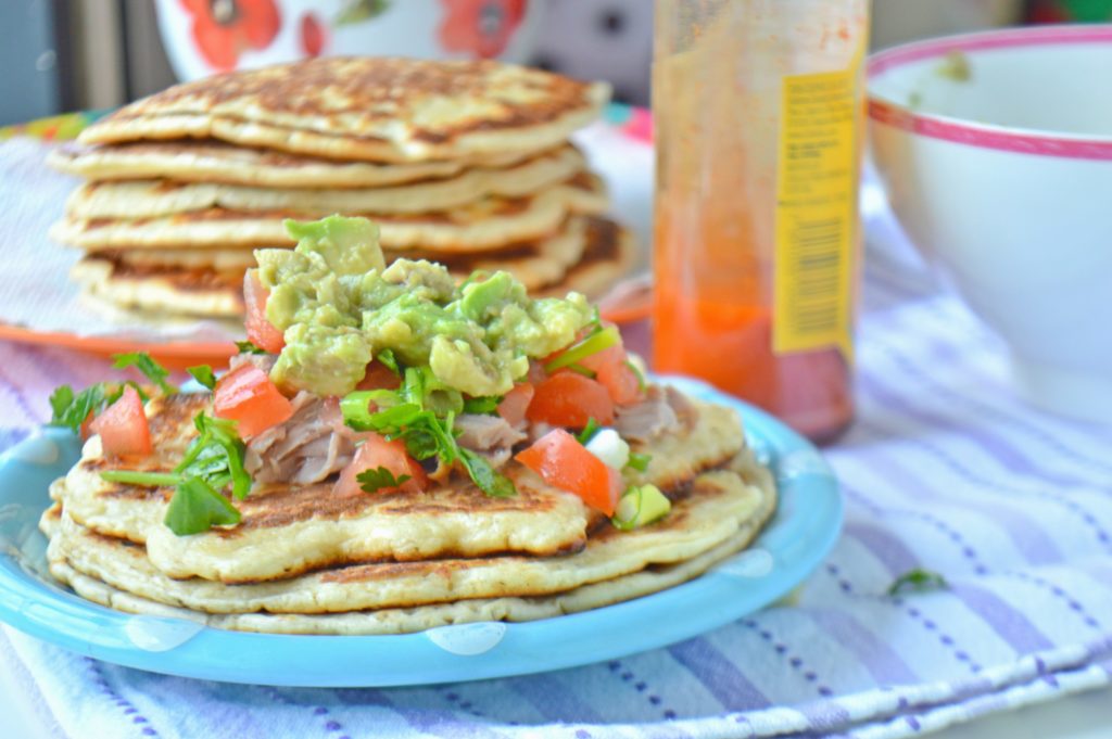 Mexican style Carnitas Pancakes