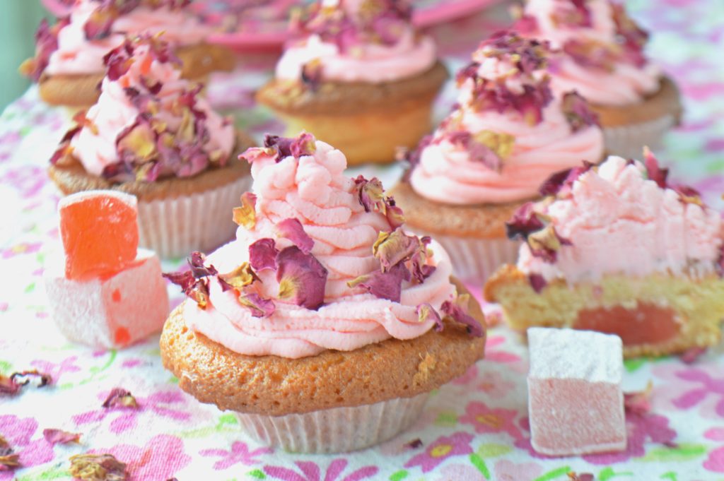 Turkish Delight & Rose Petals Cupcakes