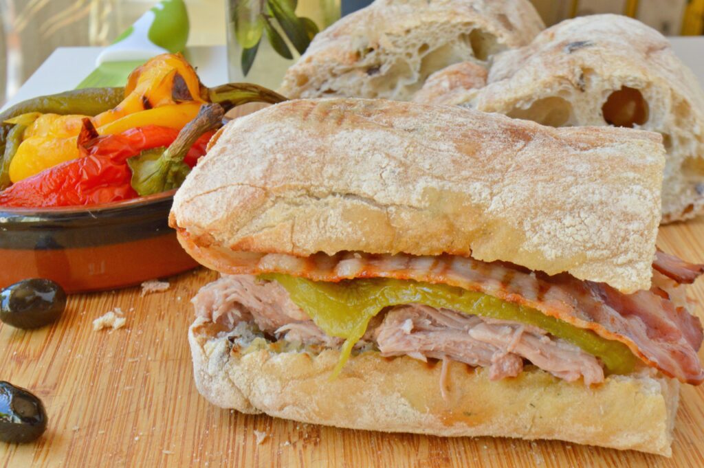 Grilled Peppers, Pancetta & Pork Ciabatta