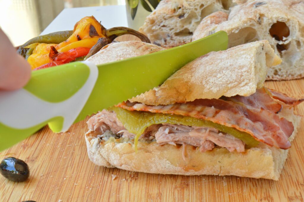 Grilled Peppers, Pancetta & Pork Ciabatta 