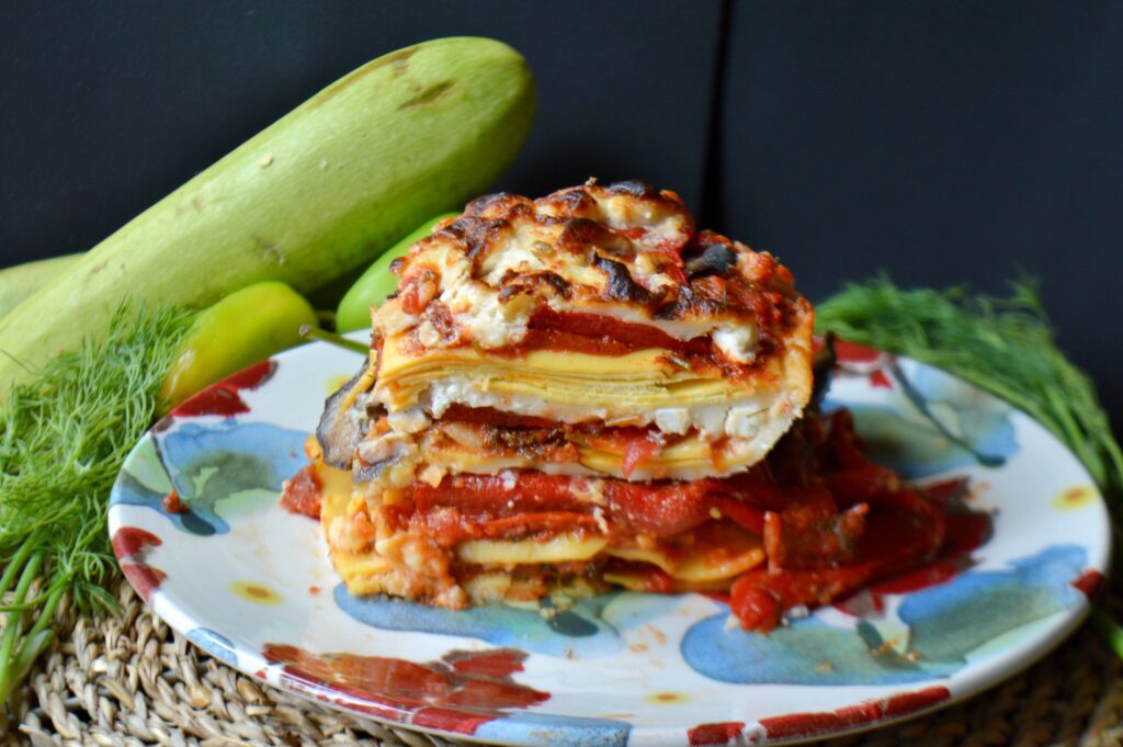 Grilled Eggplant & Red Pepper Lasagna