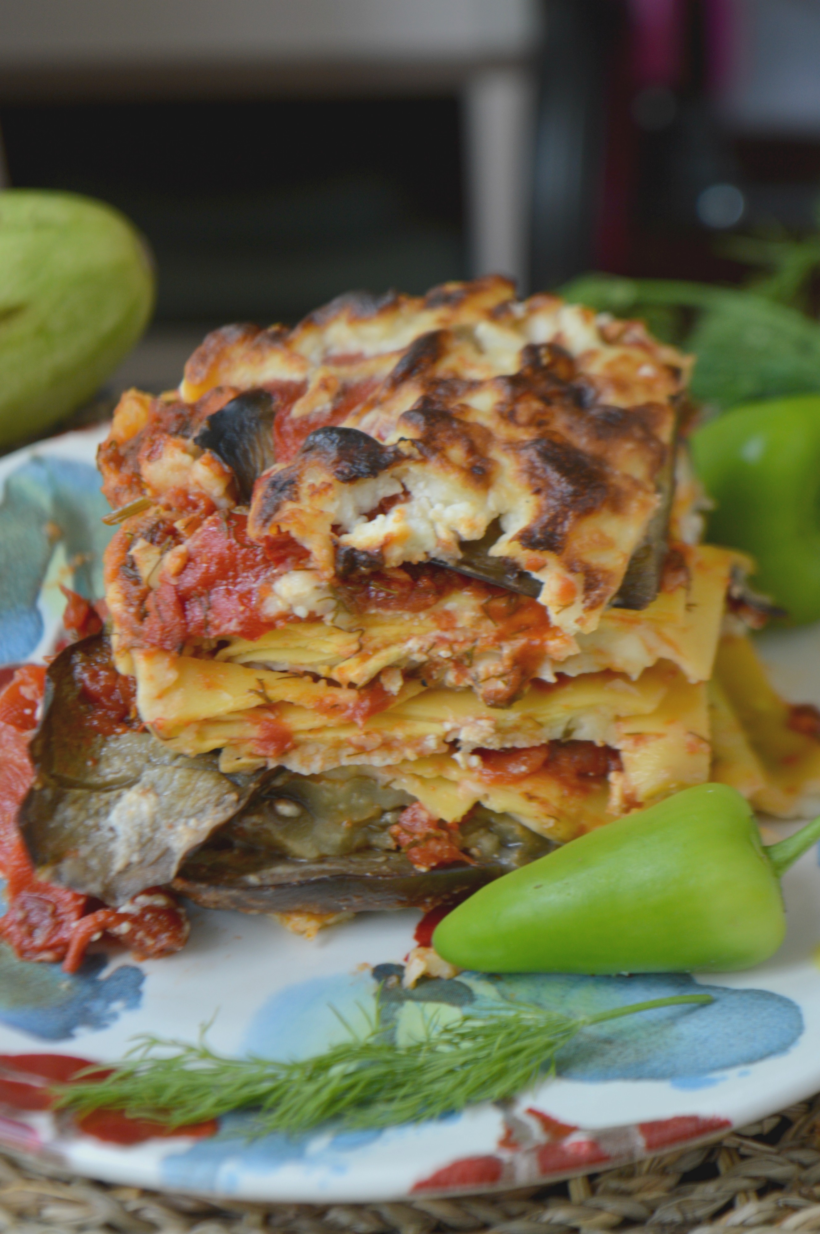 Grilled Eggplant & Red Pepper Lasagna