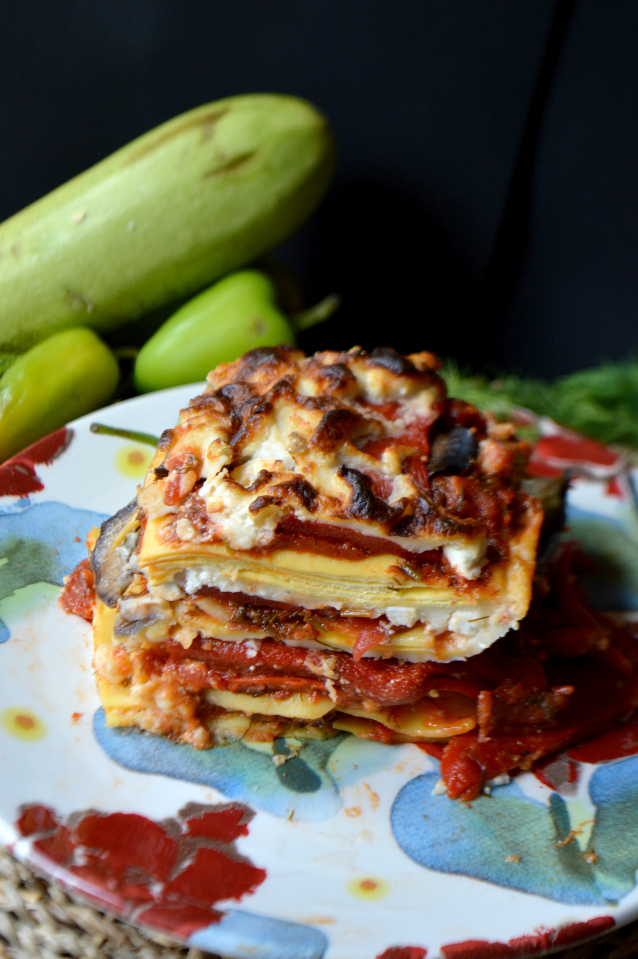 Grilled Eggplant & Red Pepper Lasagna