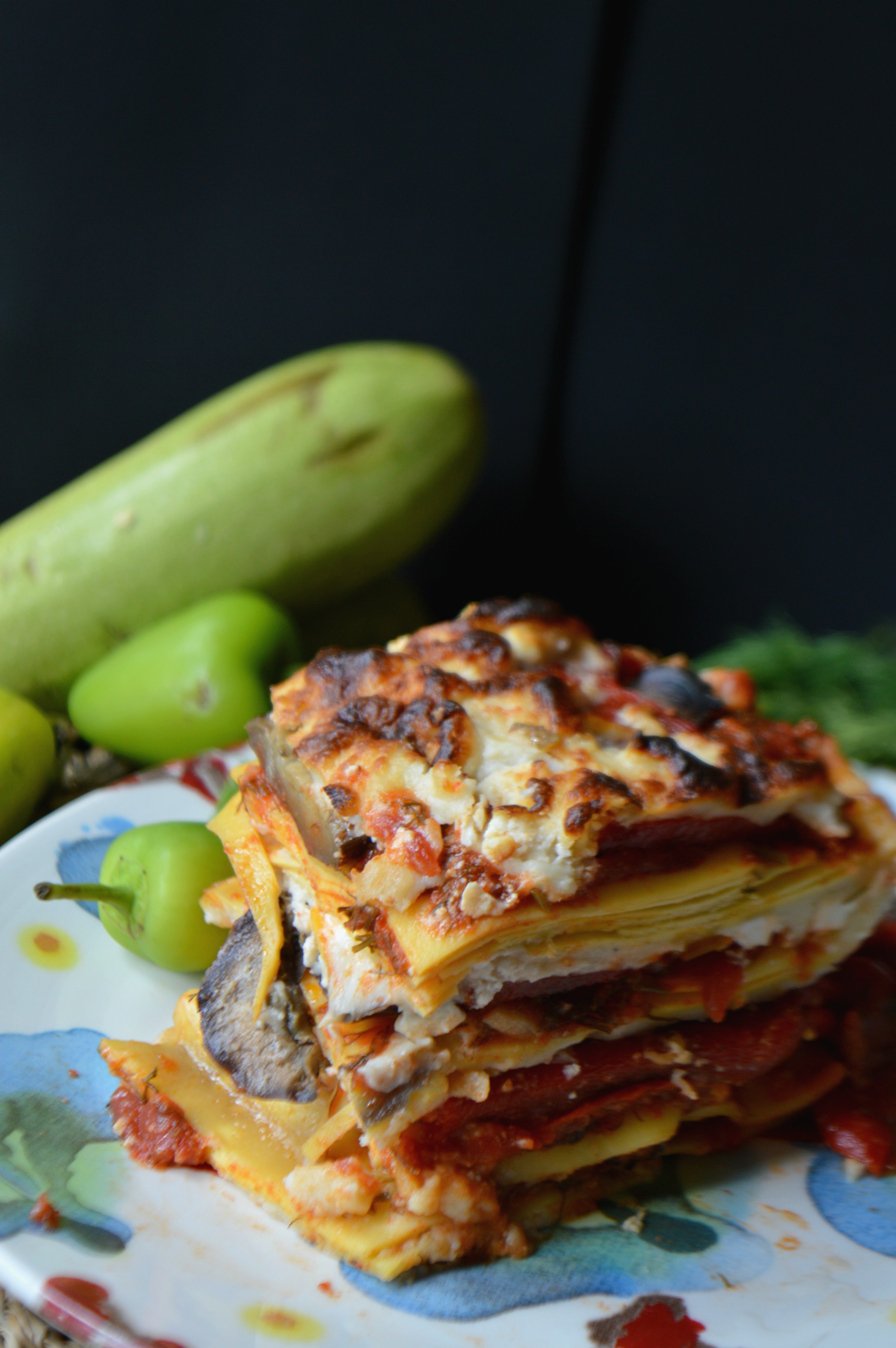 Grilled Eggplant & Red Pepper Lasagna