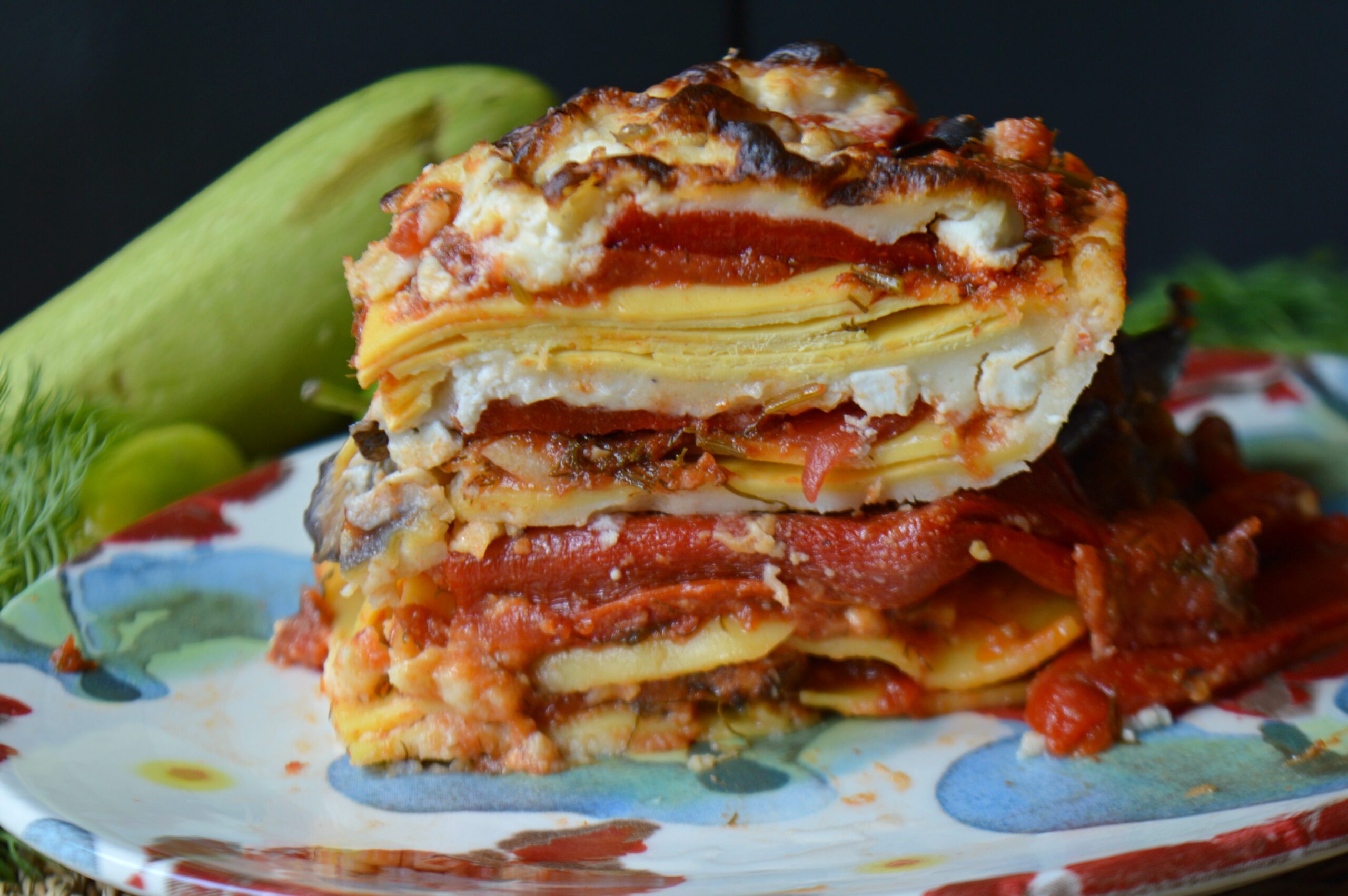Grilled Eggplant & Red Pepper Lasagna