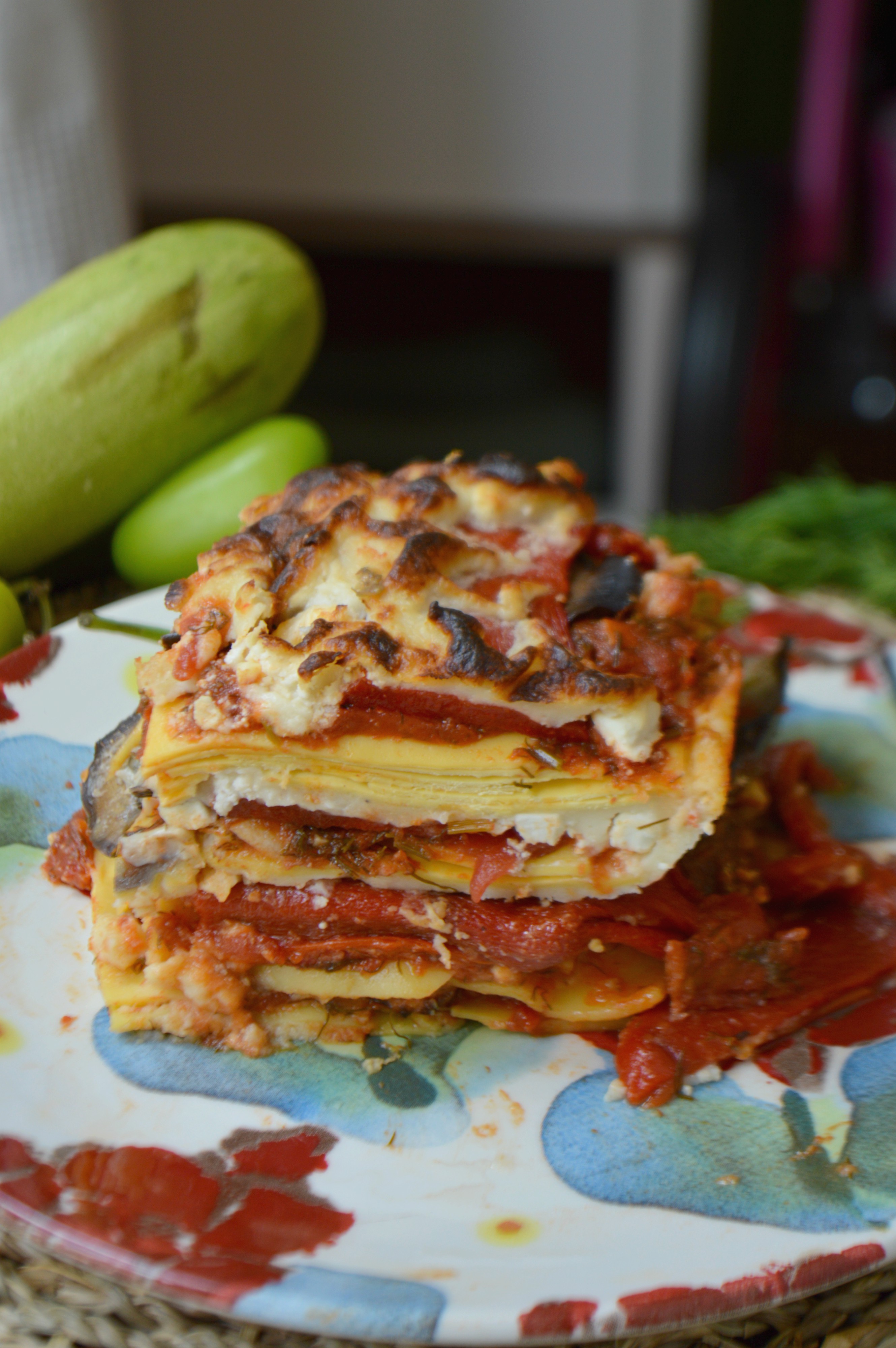 Grilled Eggplant & Red Pepper Lasagna