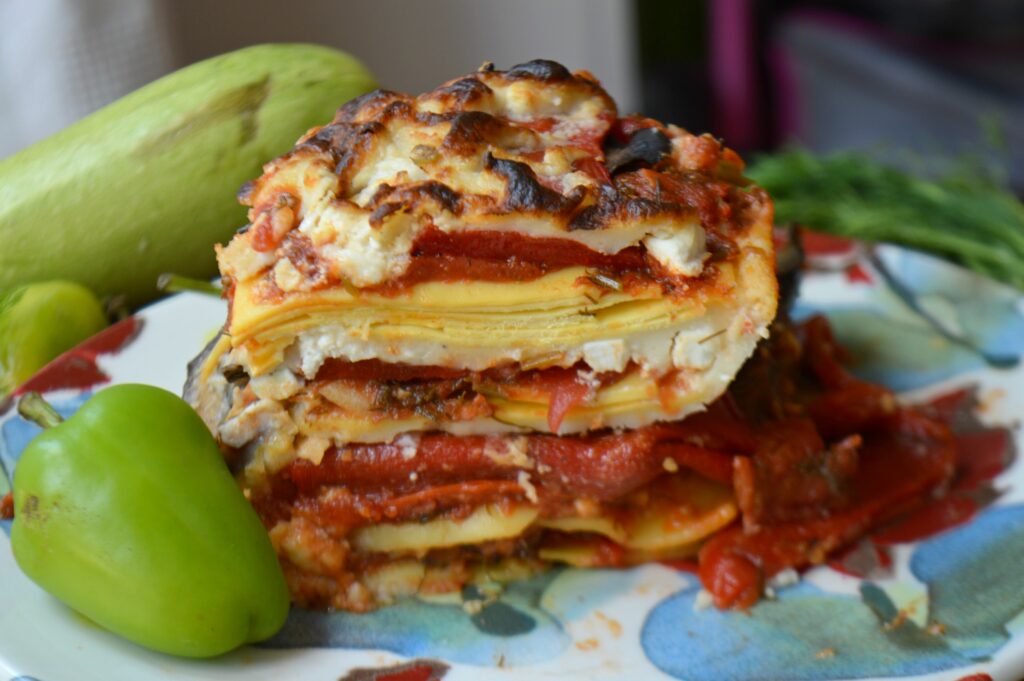 Grilled Eggplant & Red Pepper Lasagna