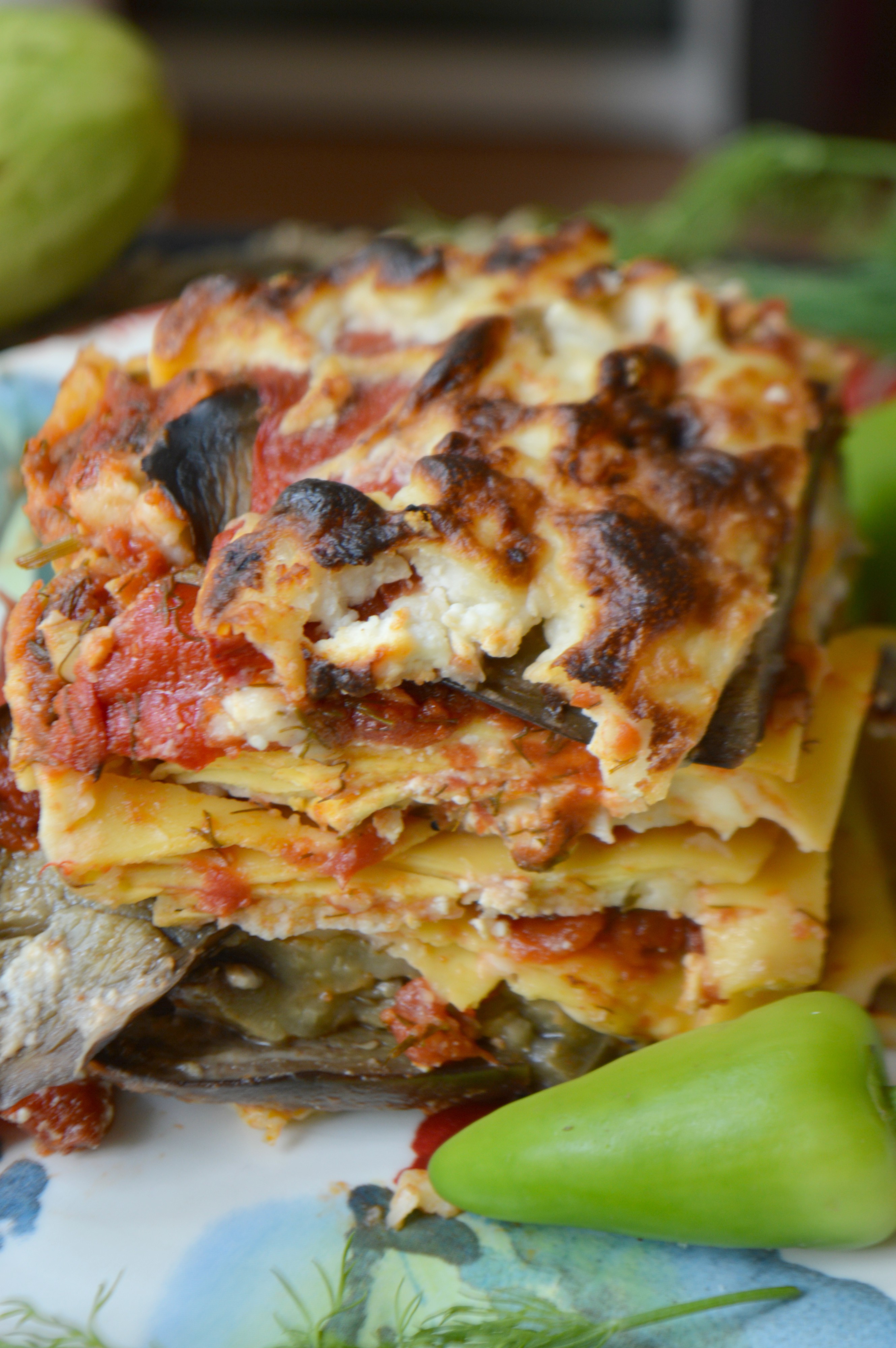 Grilled Eggplant & Red Pepper Lasagna