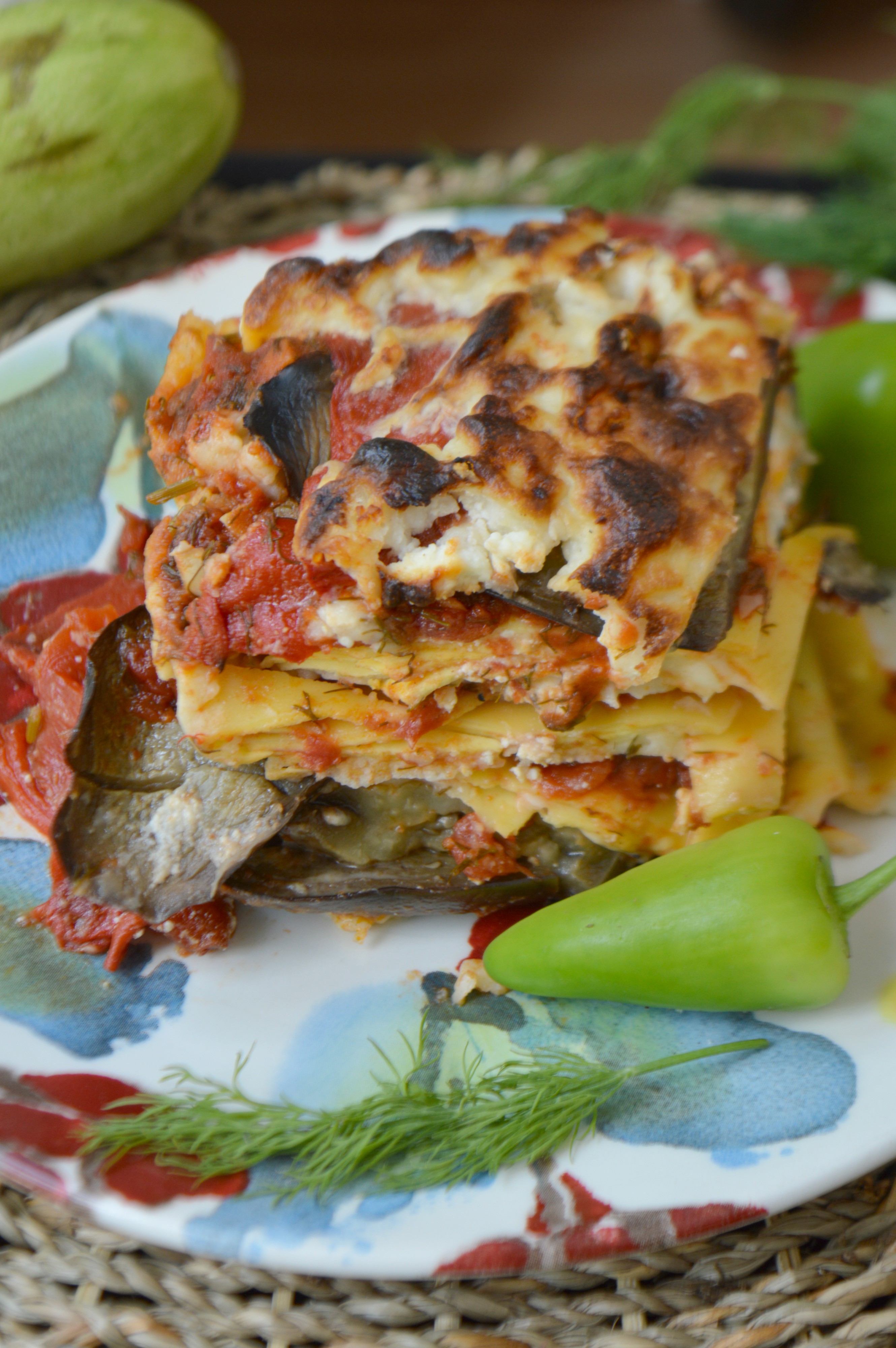 Grilled Eggplant & Red Pepper Lasagna