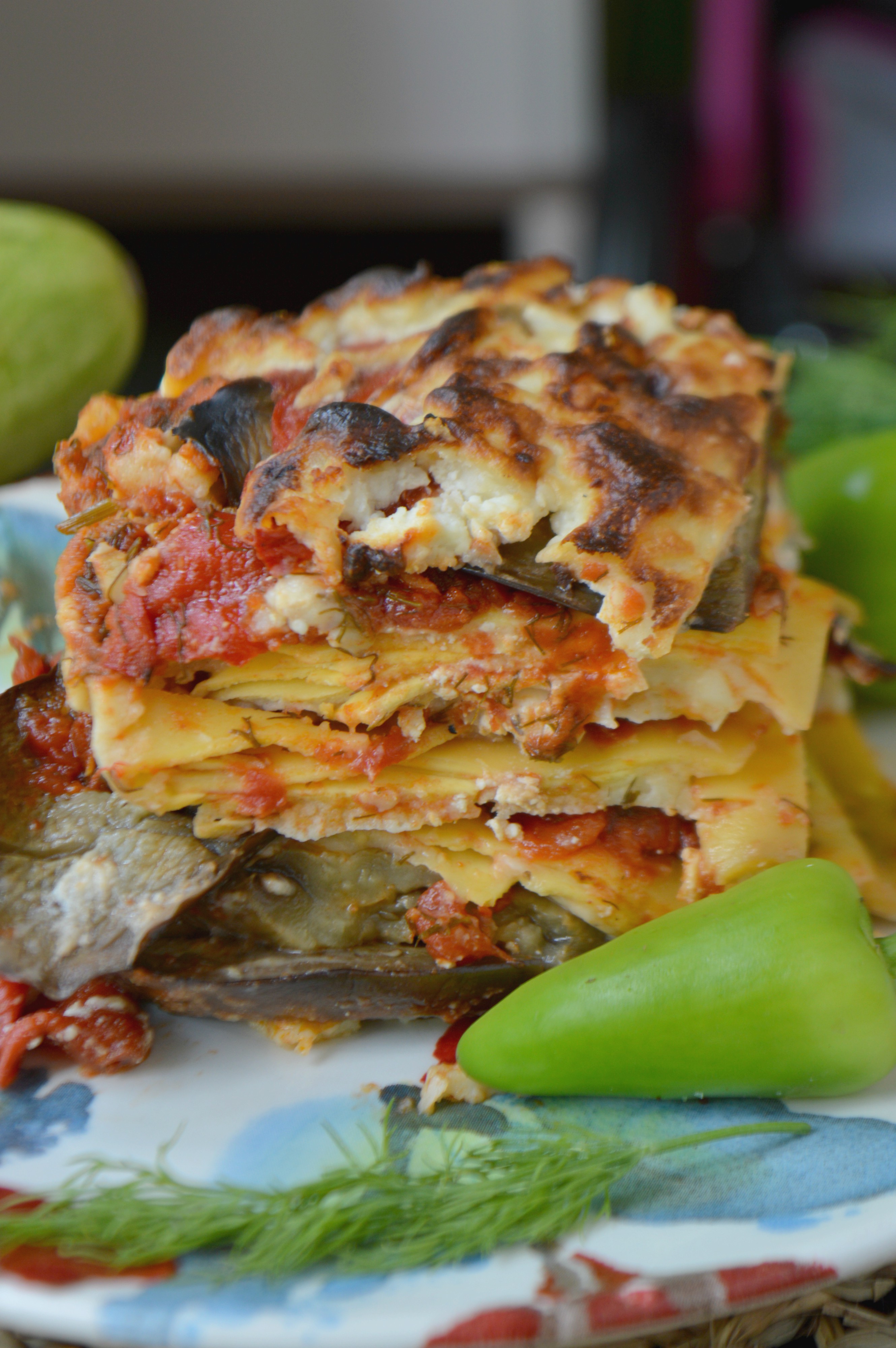 Grilled Eggplant & Red Pepper Lasagna