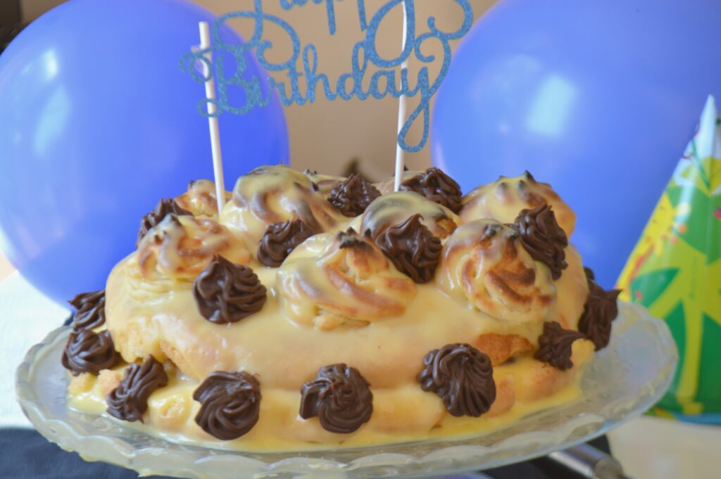 Profiterole Birthday Cake