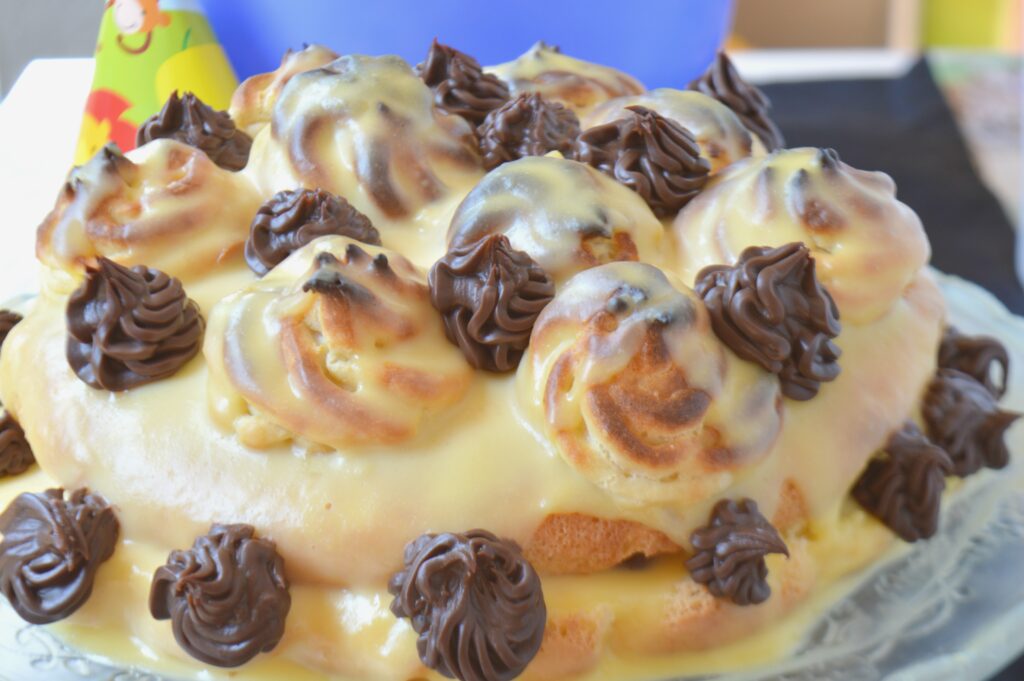 Profiterole Birthday Cake
