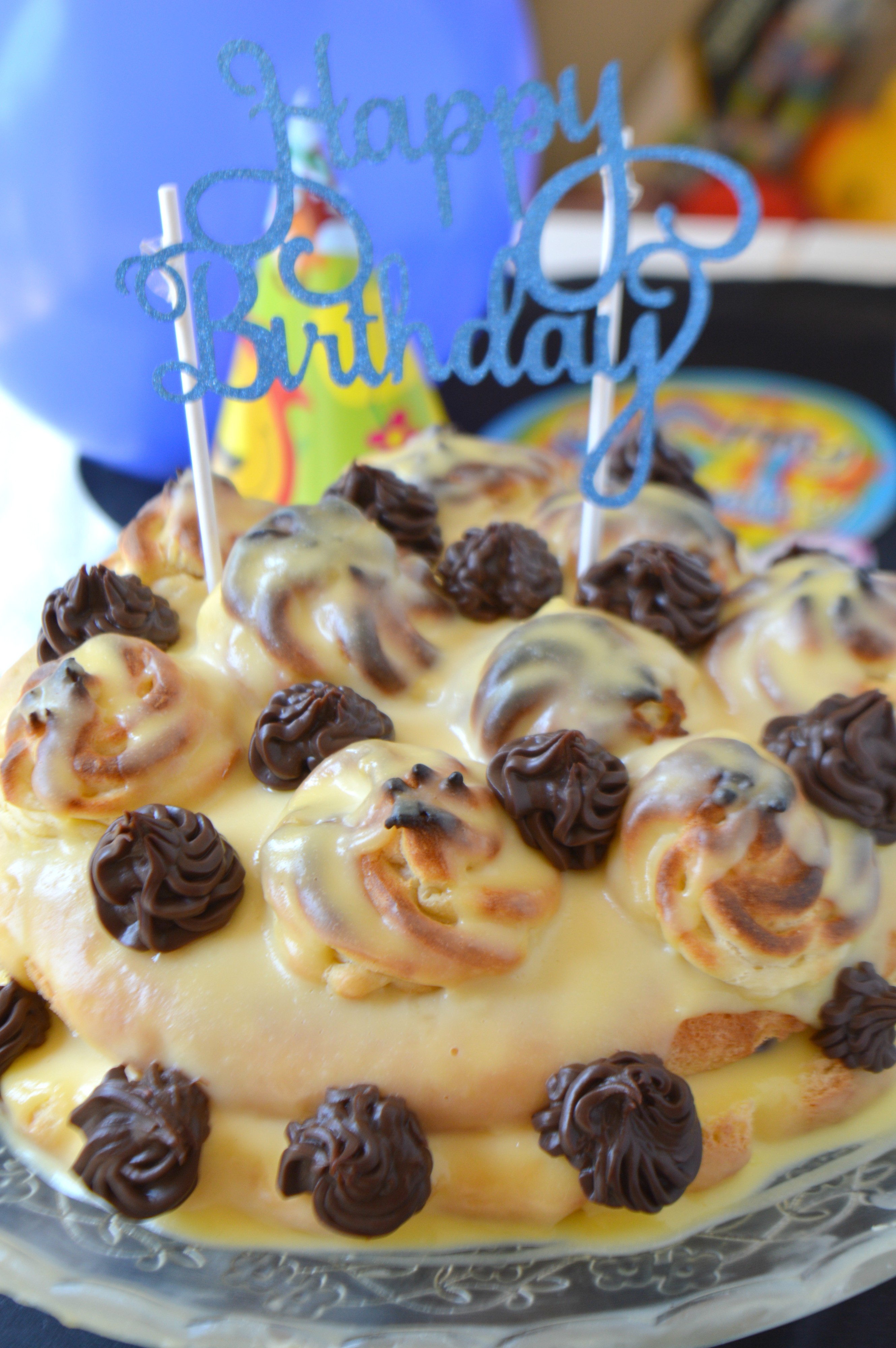 Profiterole Birthday Cake