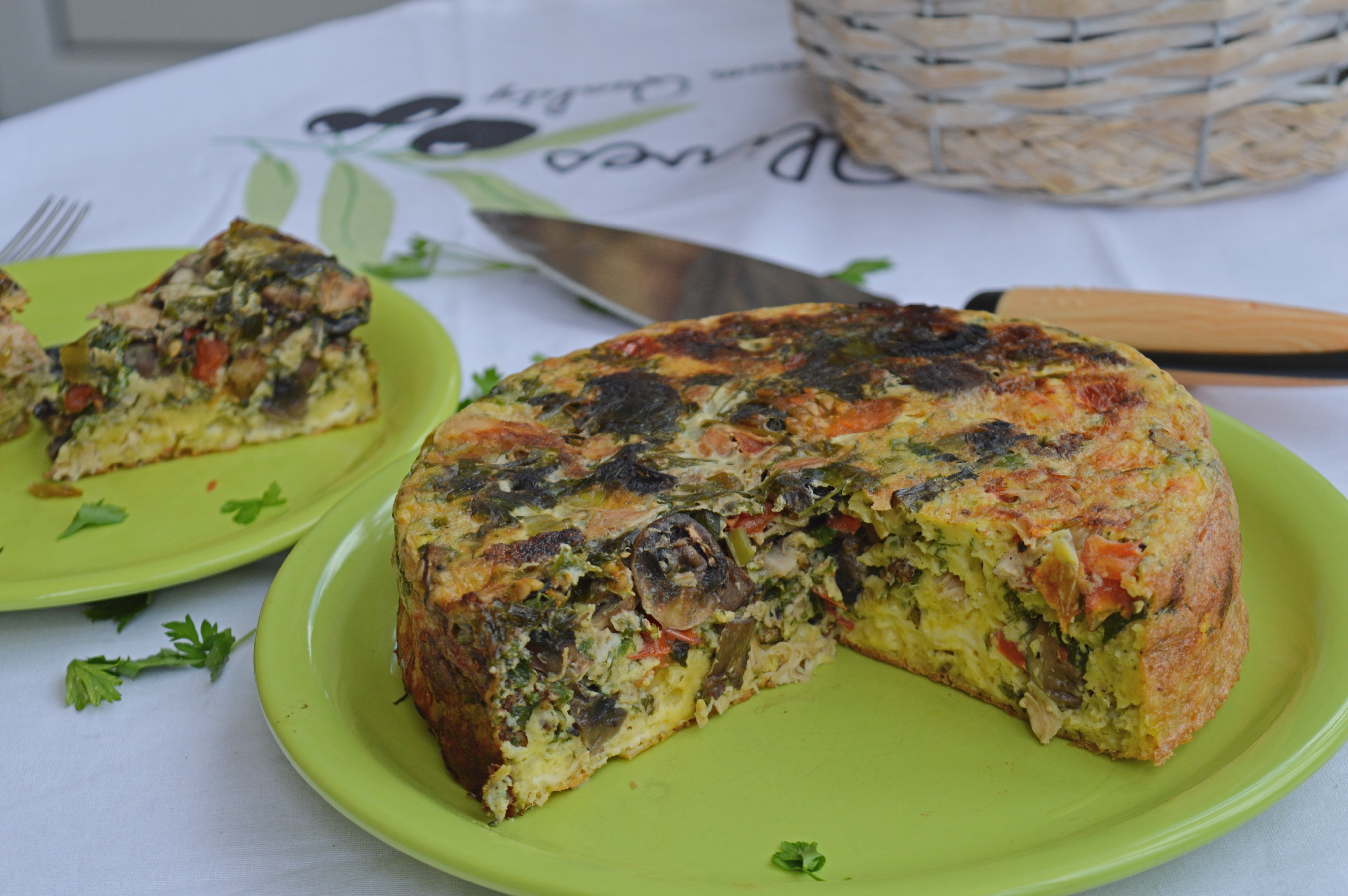 Chicken & Mushroom Frittata with Herbs & Veggies