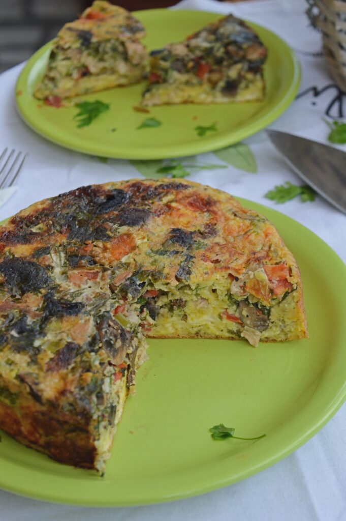 Chicken & Mushroom Frittata with Herbs & Veggies