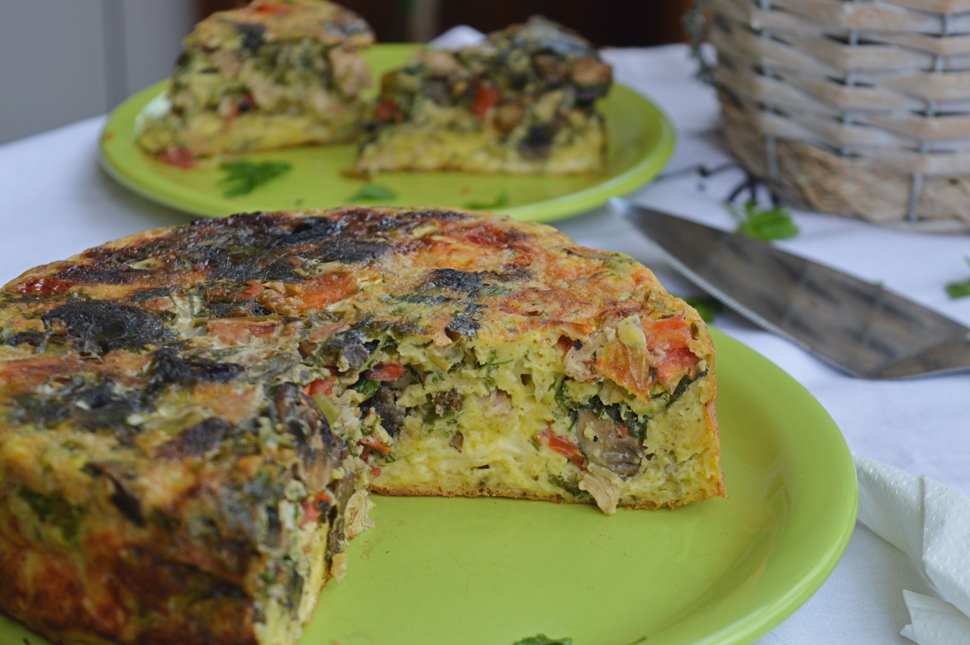 Chicken & Mushroom Frittata with Herbs & Veggies
