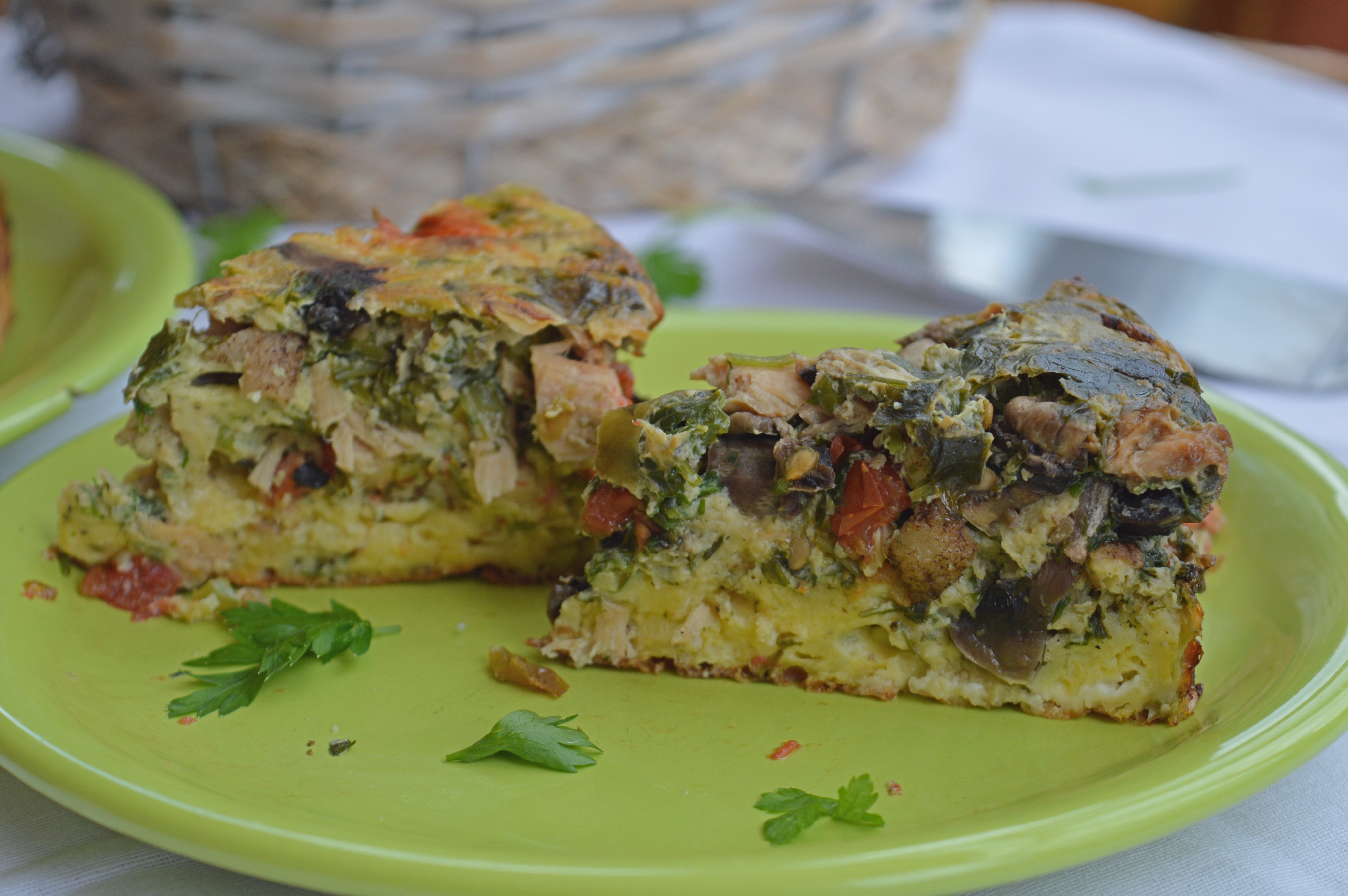Chicken & Mushroom Frittata with Herbs & Veggies