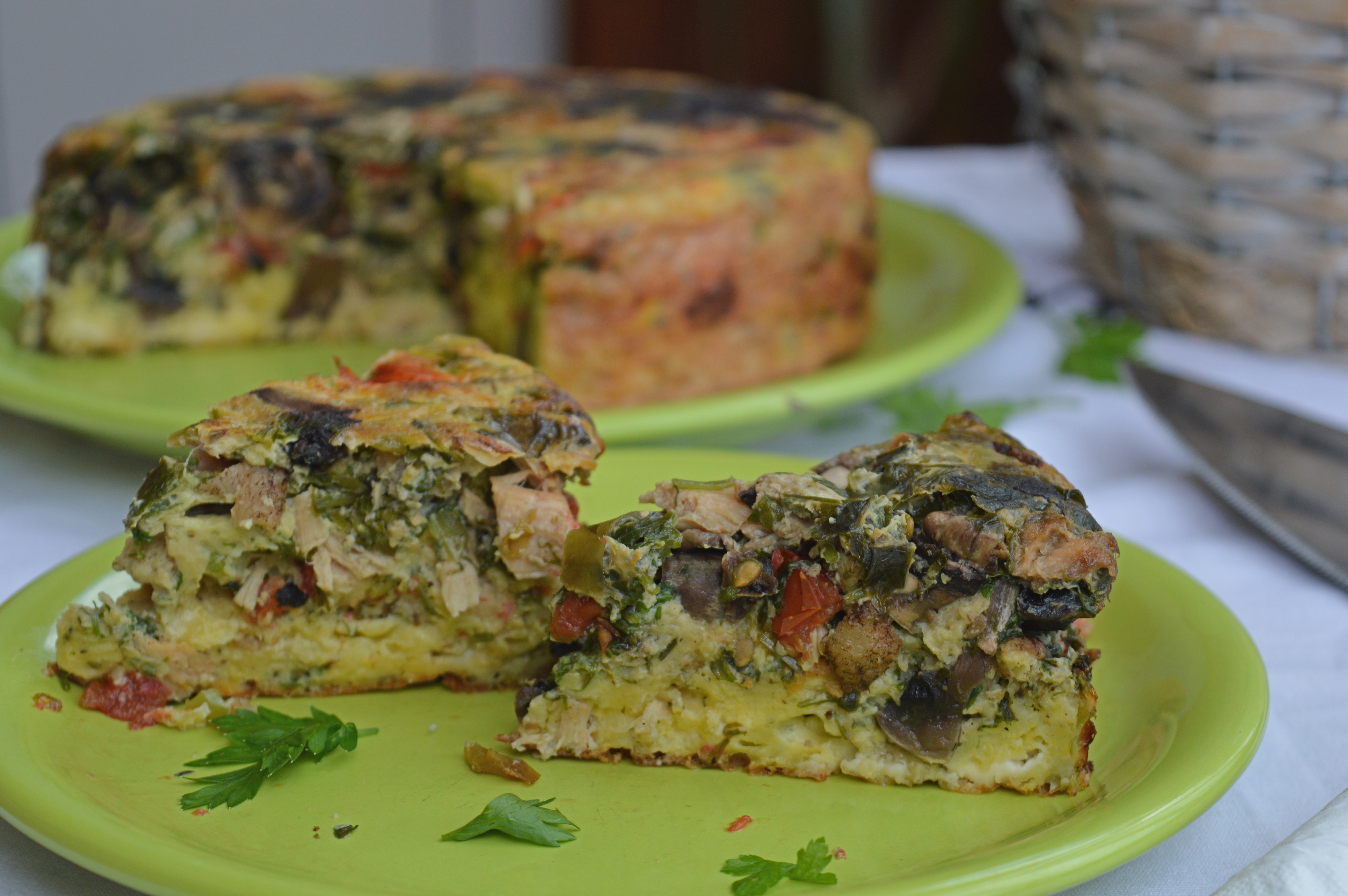 Chicken & Mushroom Frittata with Herbs & Veggies
