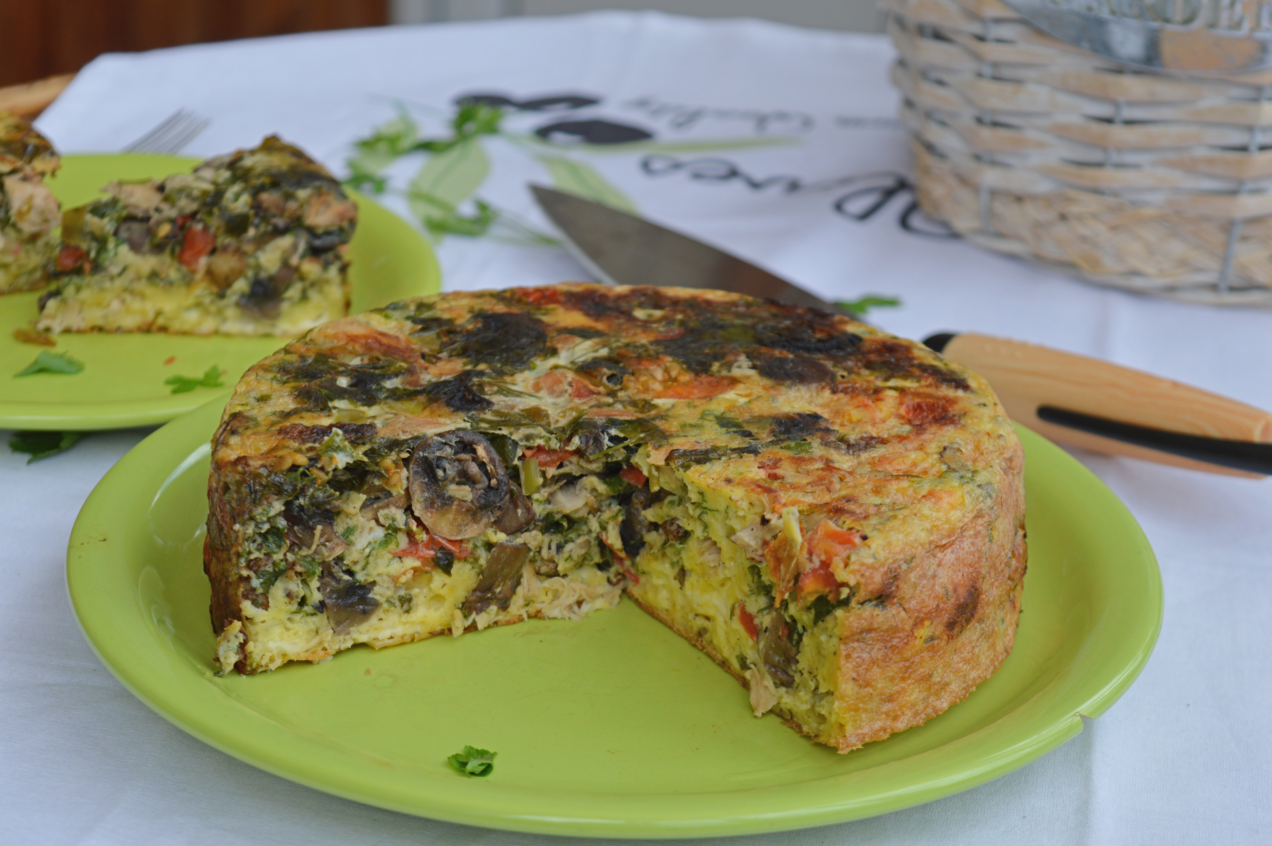 Chicken & Mushroom Frittata with Herbs & Veggies