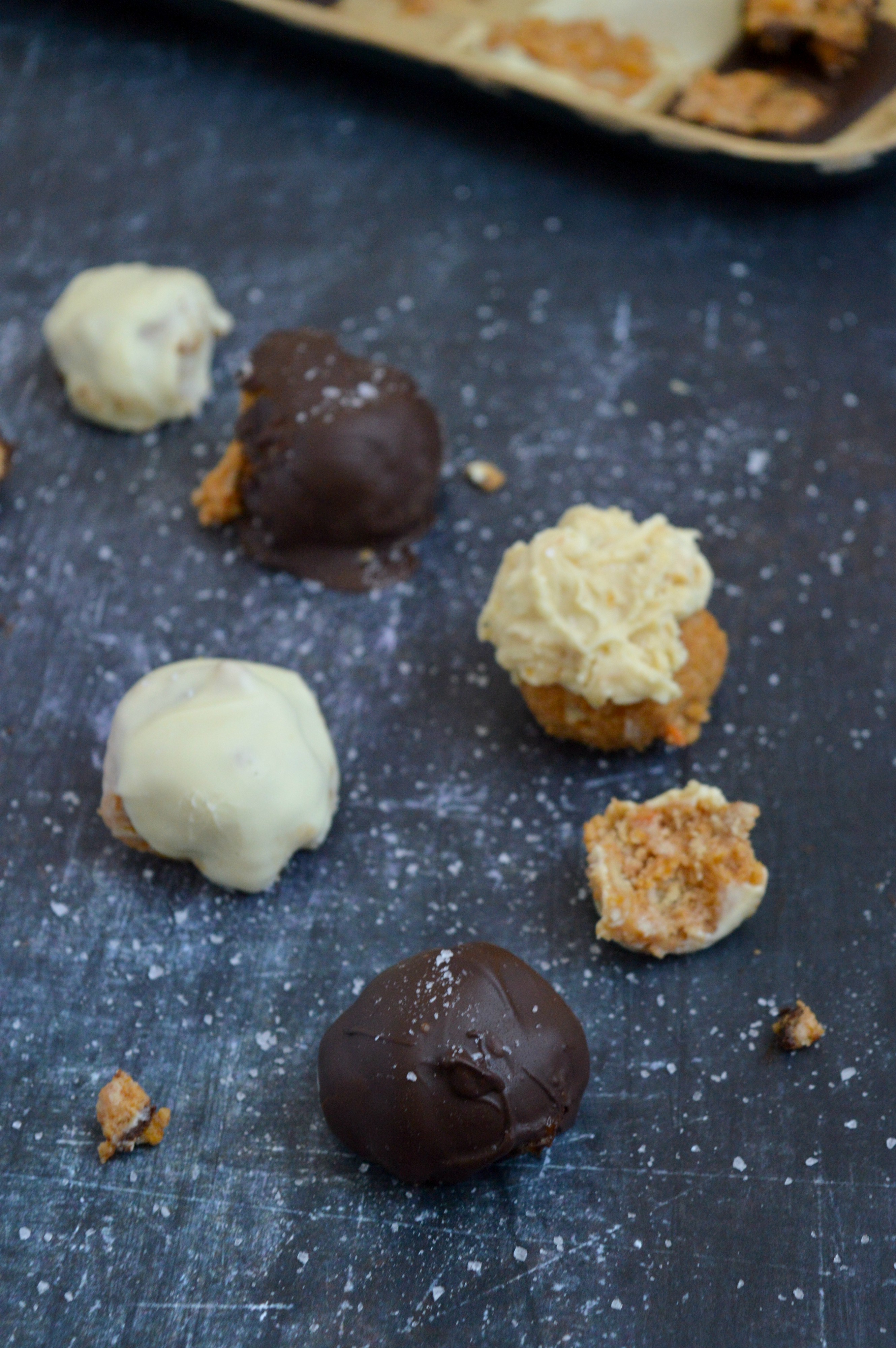 Salted Dark Chocolate Pumpkin Truffles