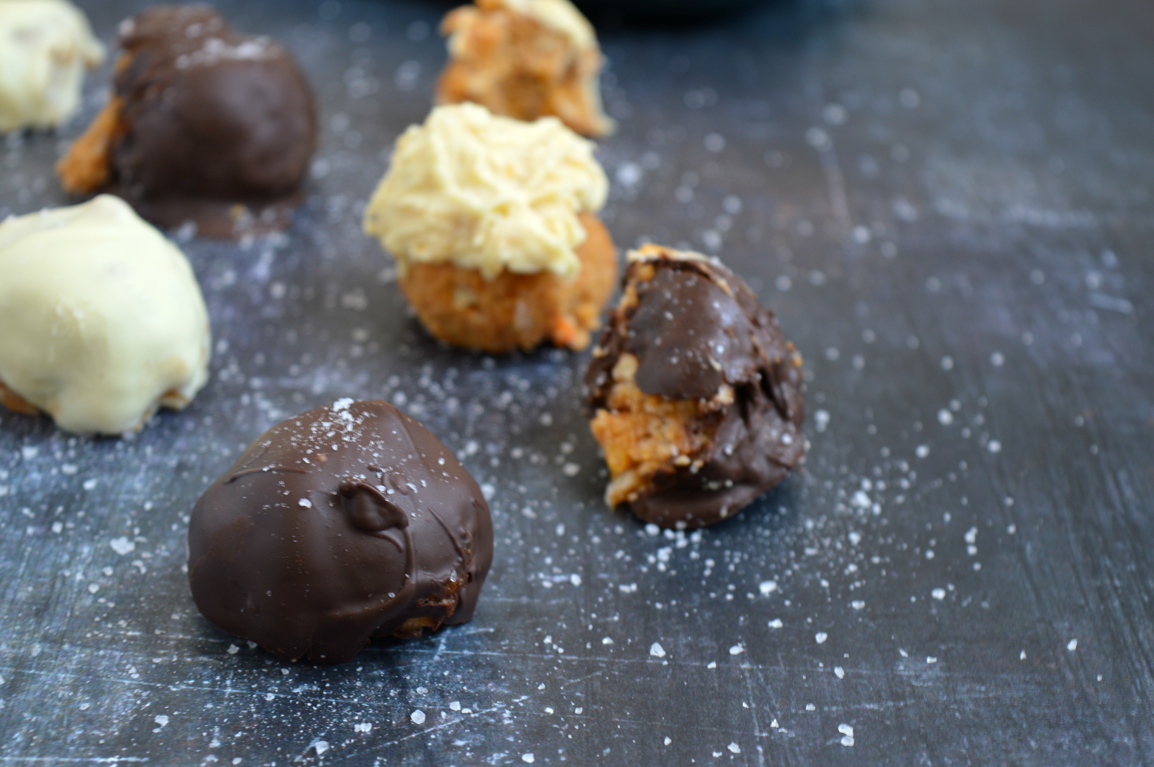 Salted Dark Chocolate Pumpkin Truffles