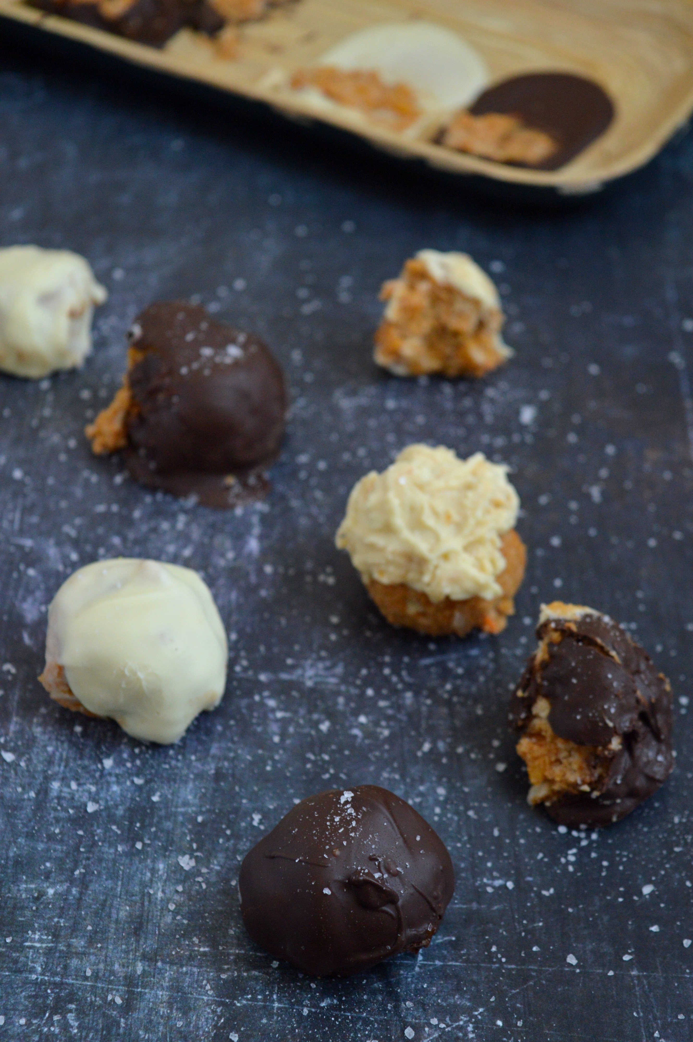 Salted Dark Chocolate Pumpkin Truffles