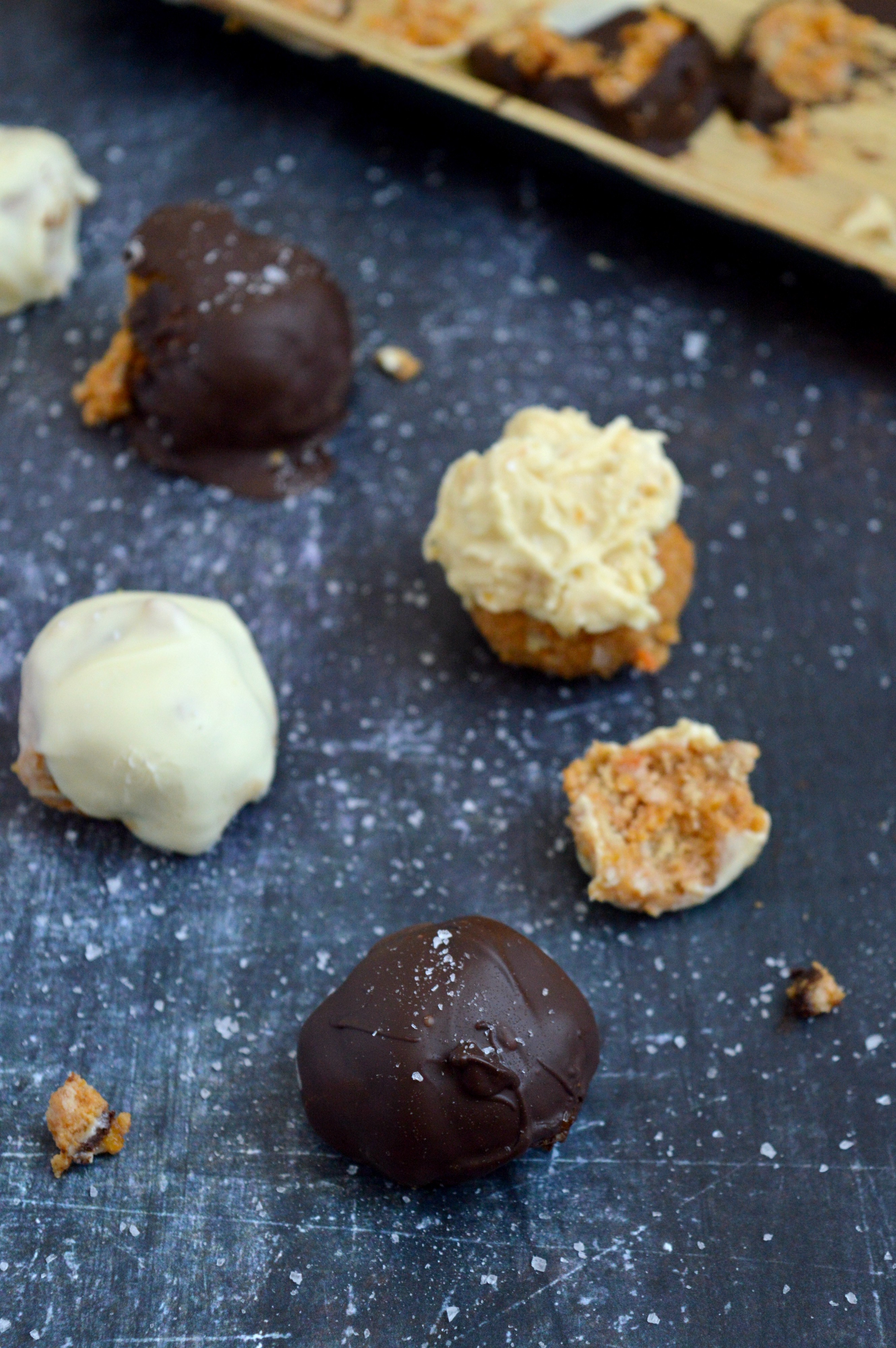 Salted Dark Chocolate Pumpkin Truffles