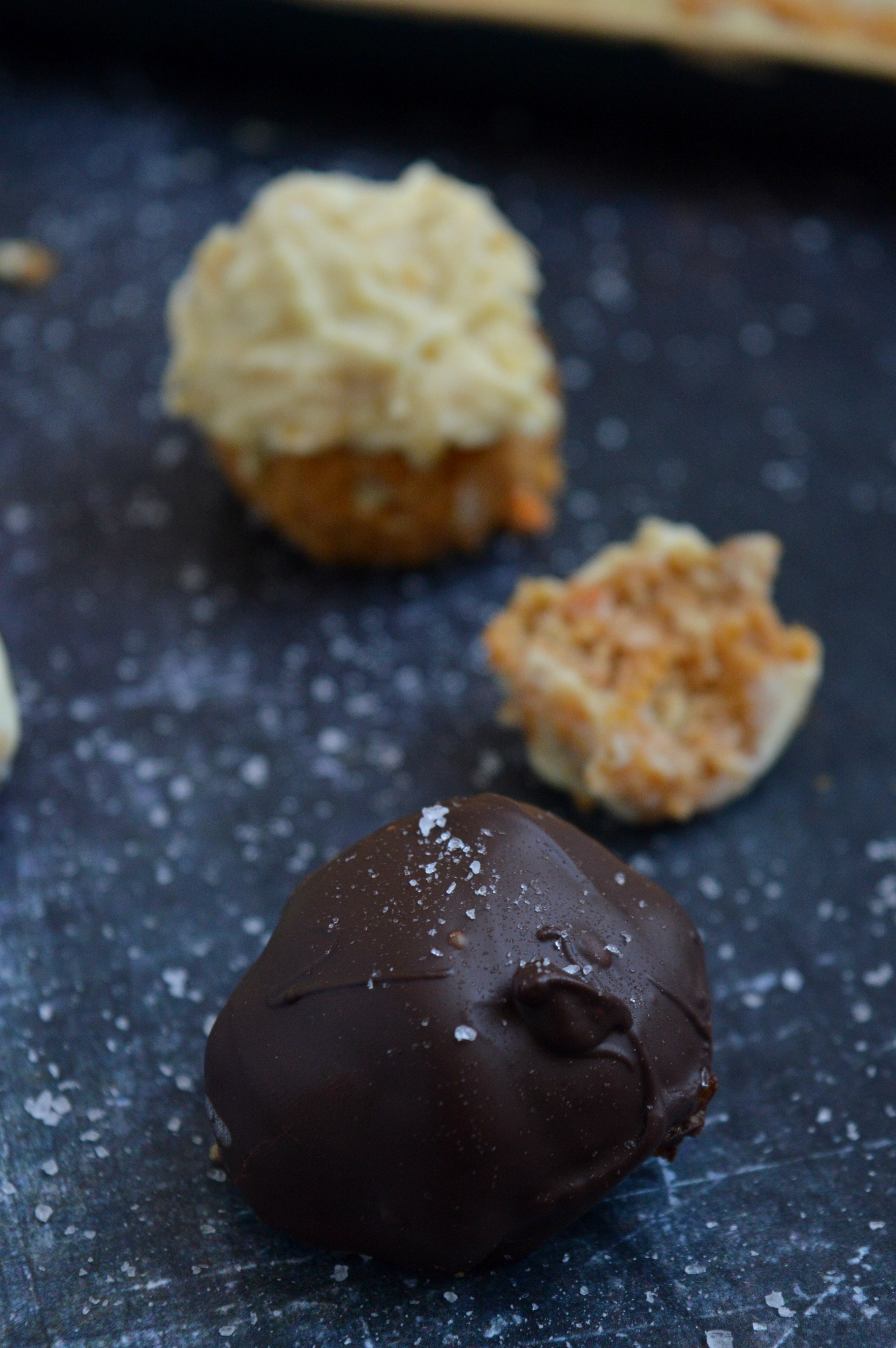 Salted Dark Chocolate Pumpkin Truffles