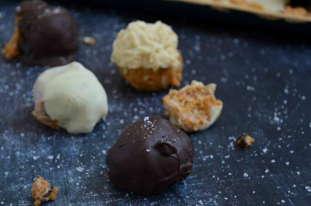 Salted Dark Chocolate Pumpkin Truffles