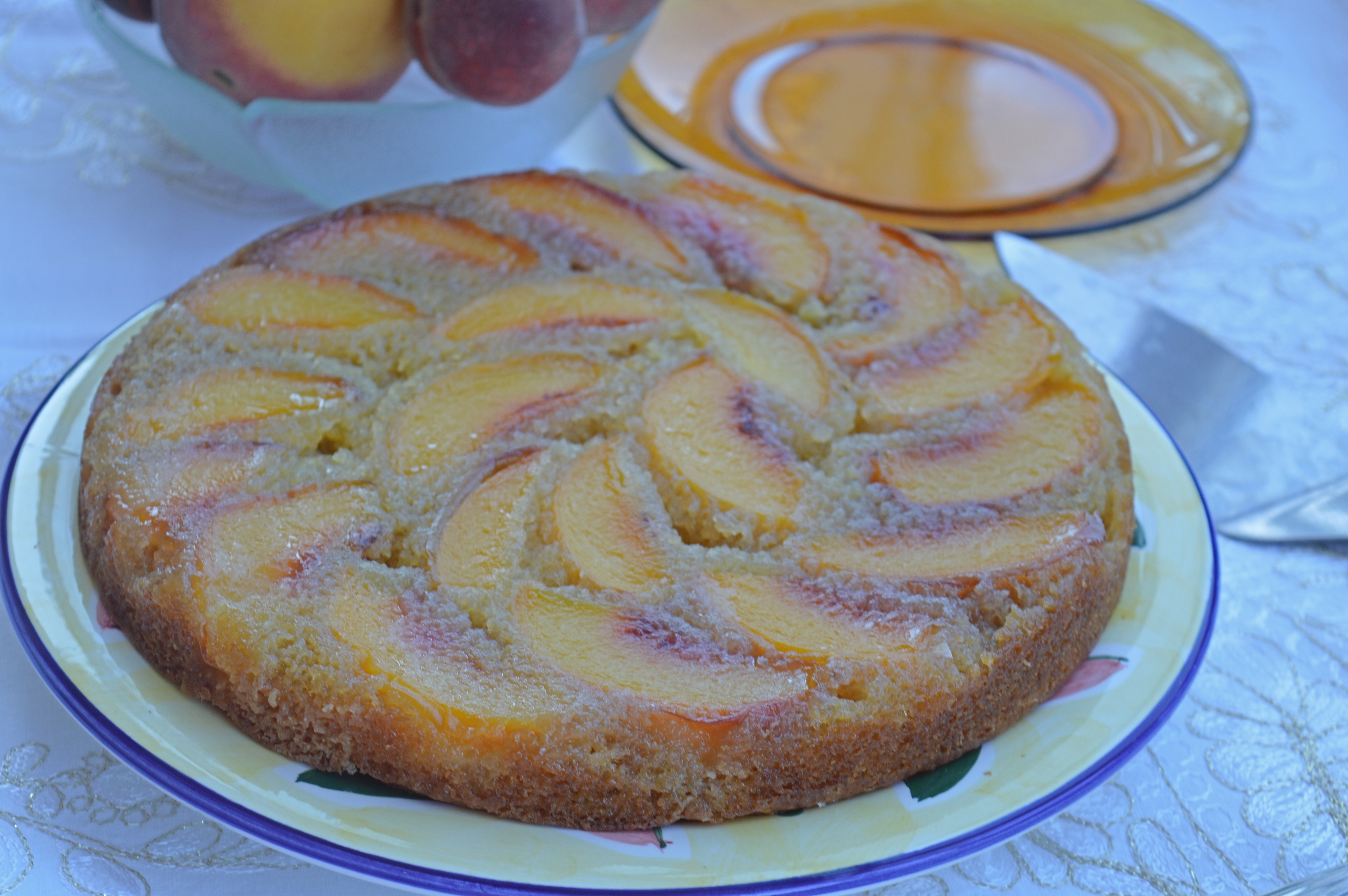 Upside Down Peach Cake