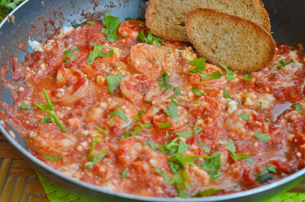 Shrimp Saganaki Style