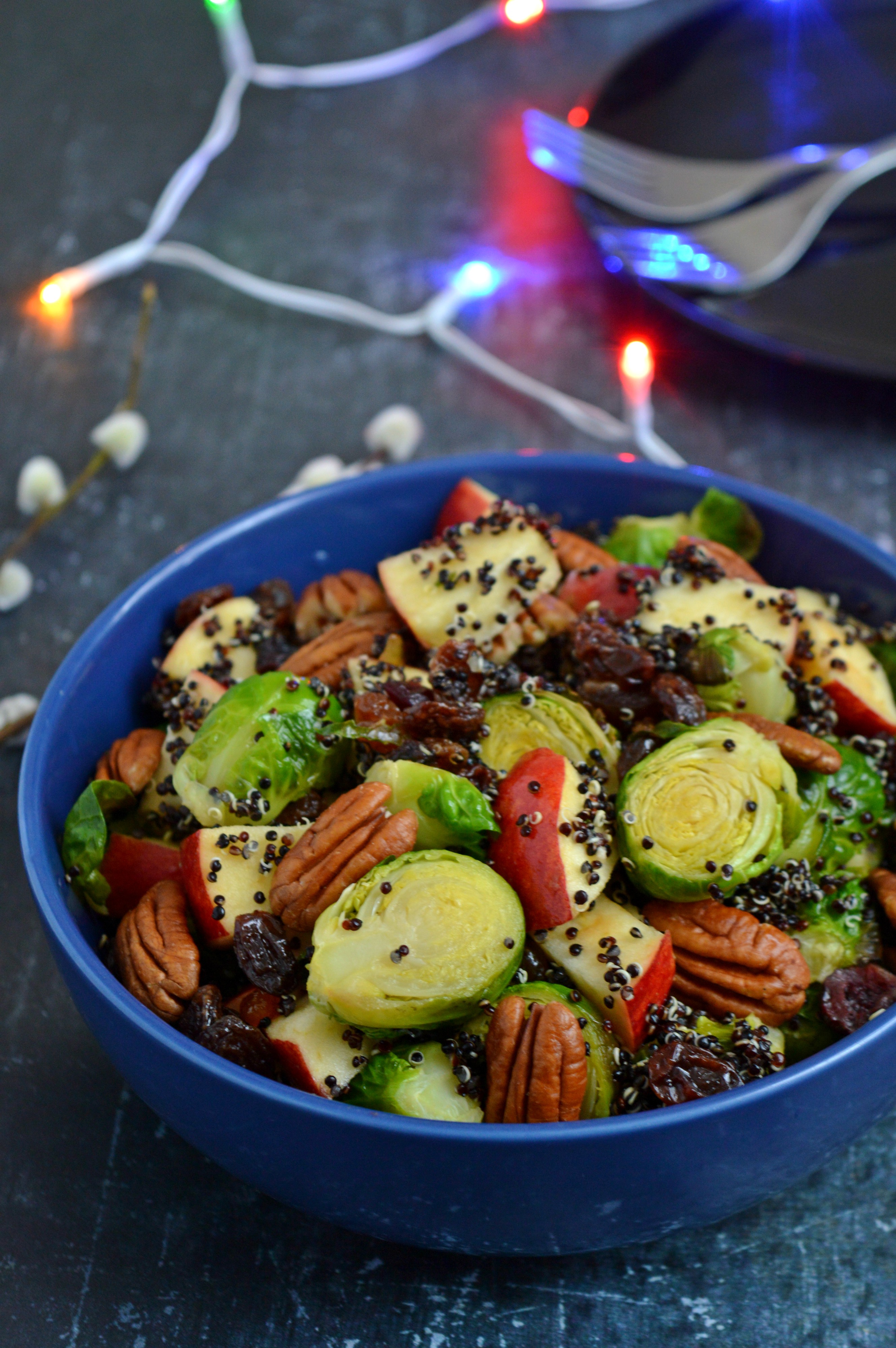 Brussel Sprouts Salad with Black Quinoa & Apple