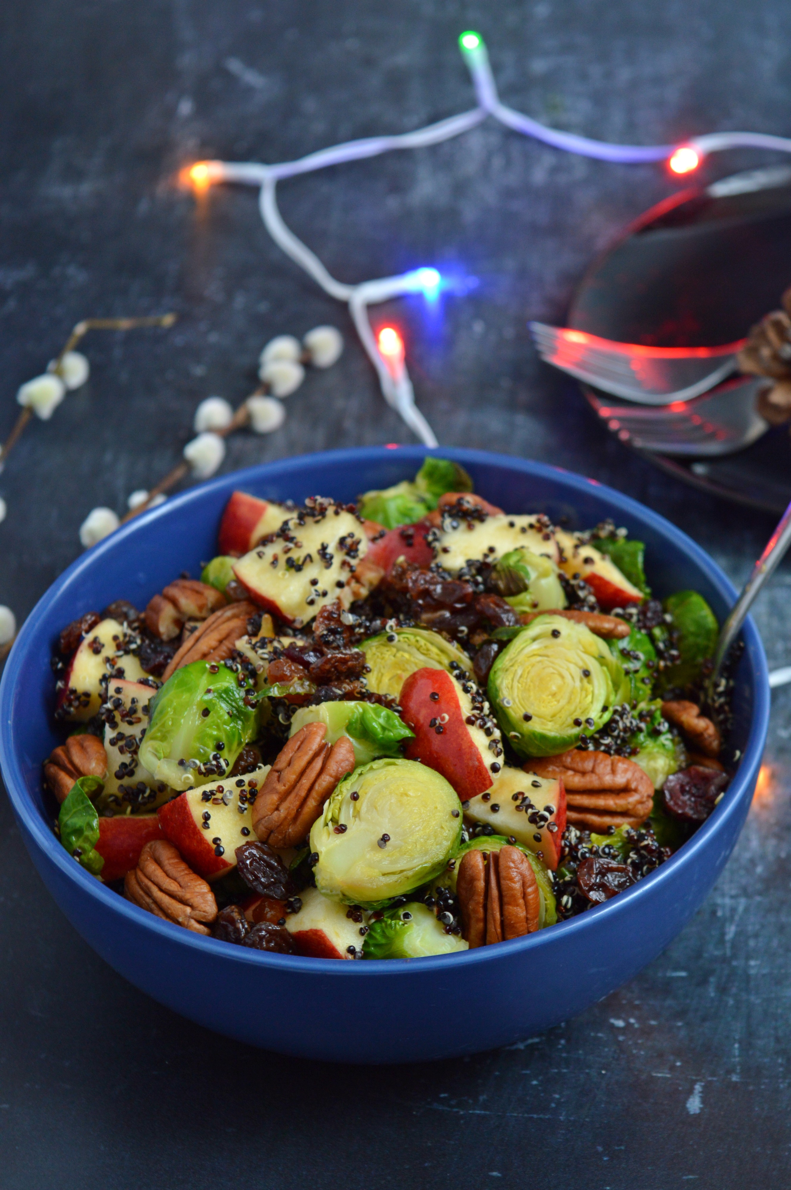 Brussel Sprouts Salad with Black Quinoa & Apple