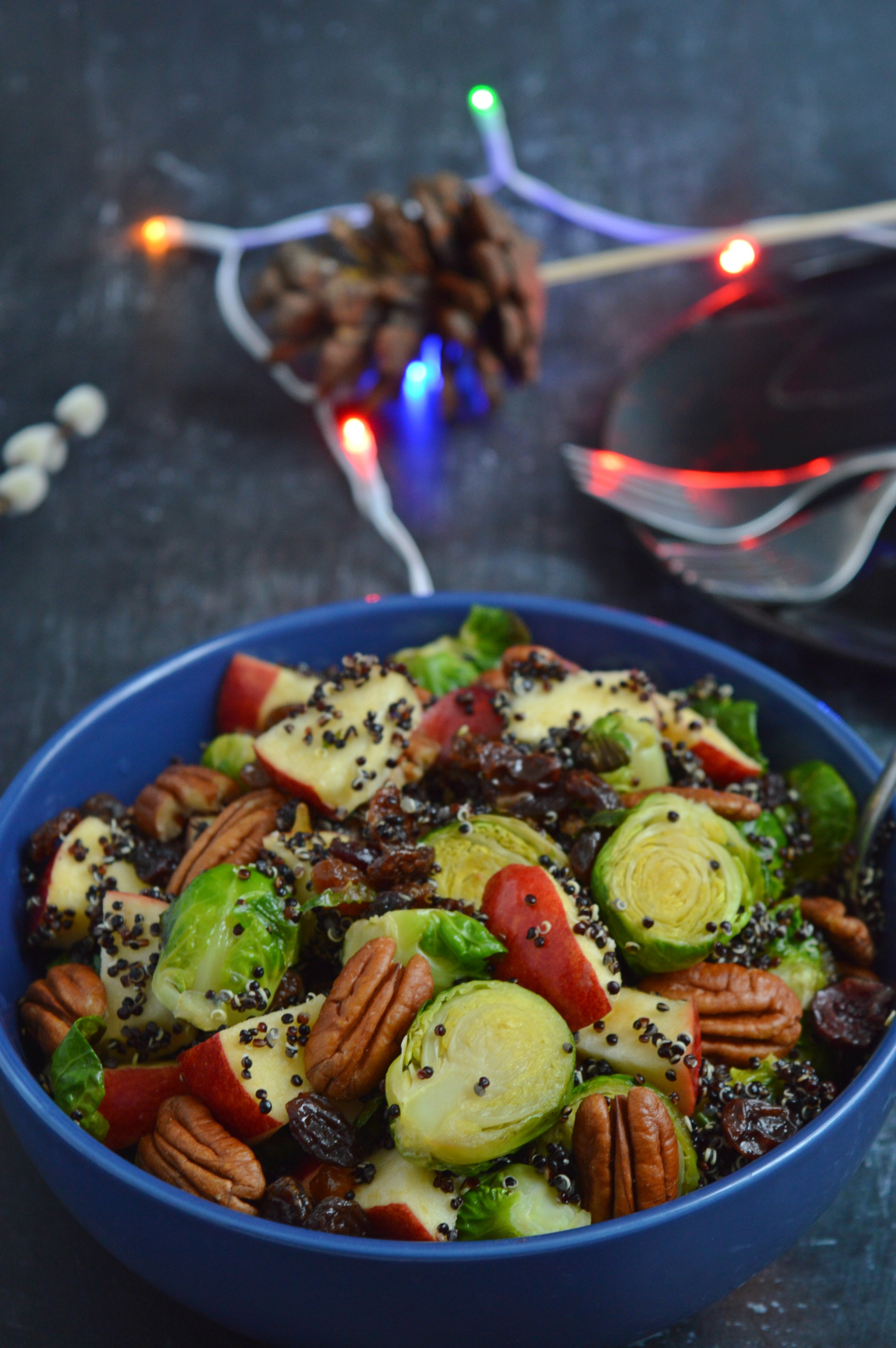 Brussel Sprouts Salad with Black Quinoa & Apple