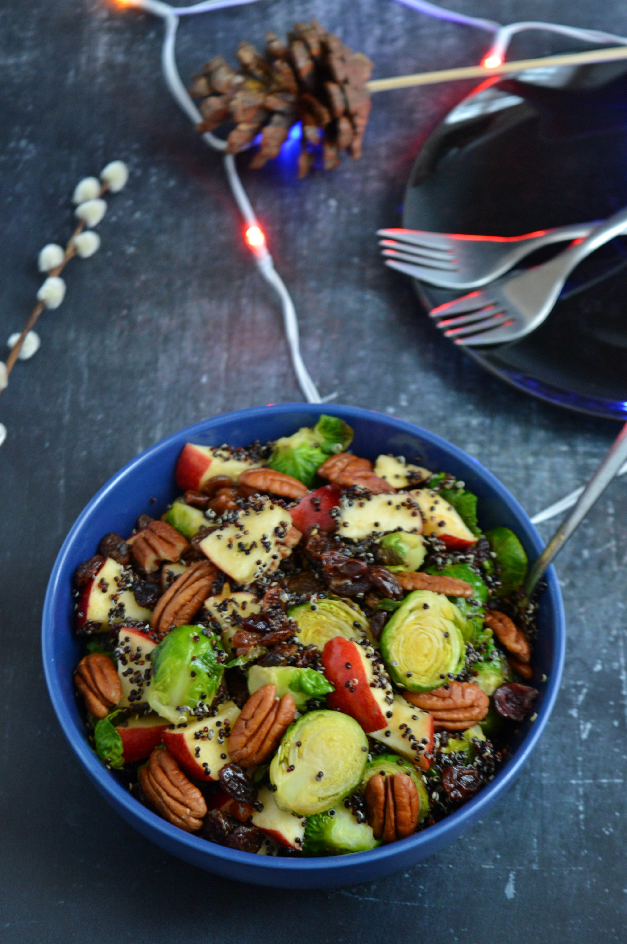 Brussel Sprouts Salad with Black Quinoa & Apple