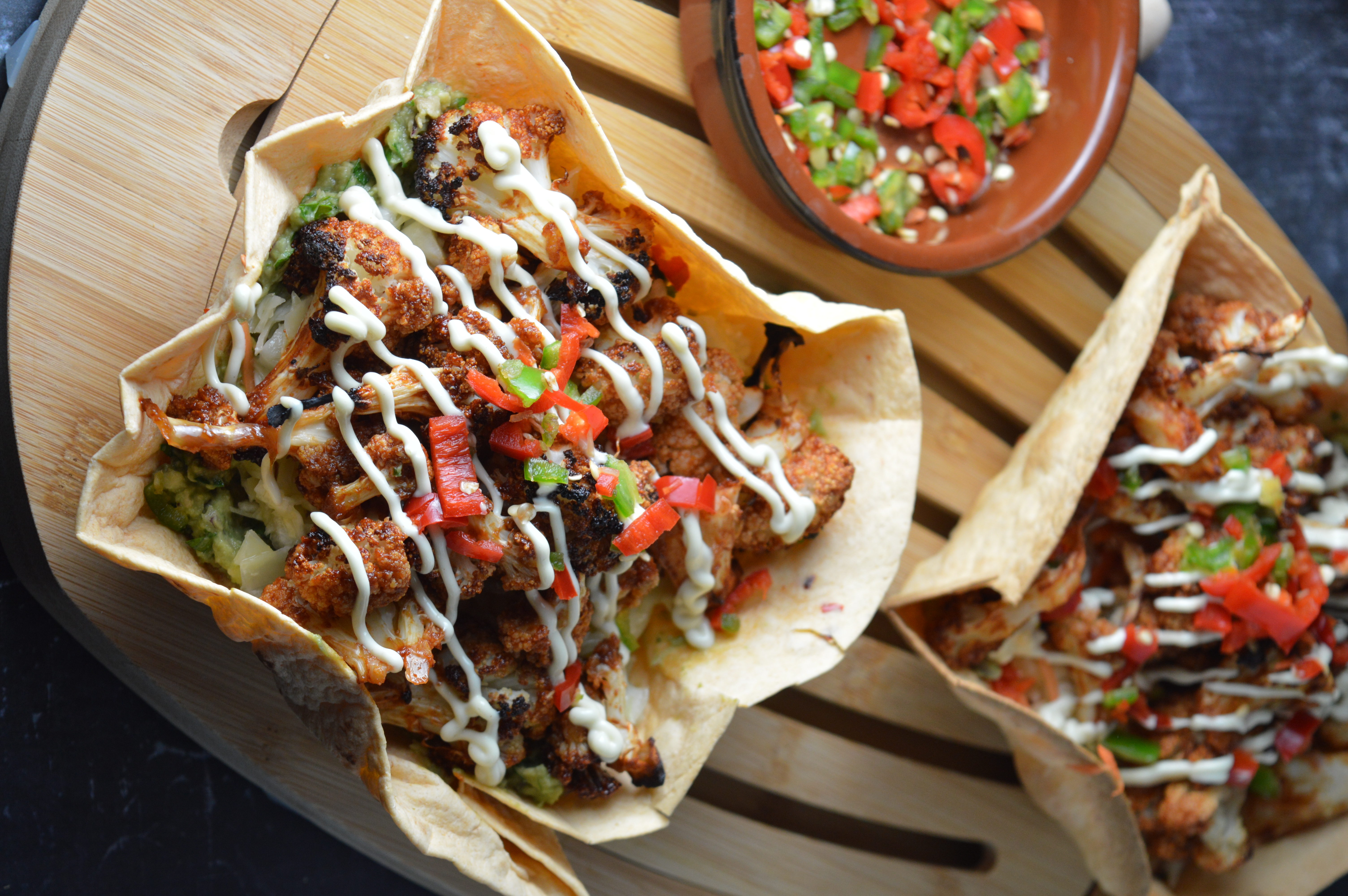 Crispy Cauliflower Tortilla Bowls