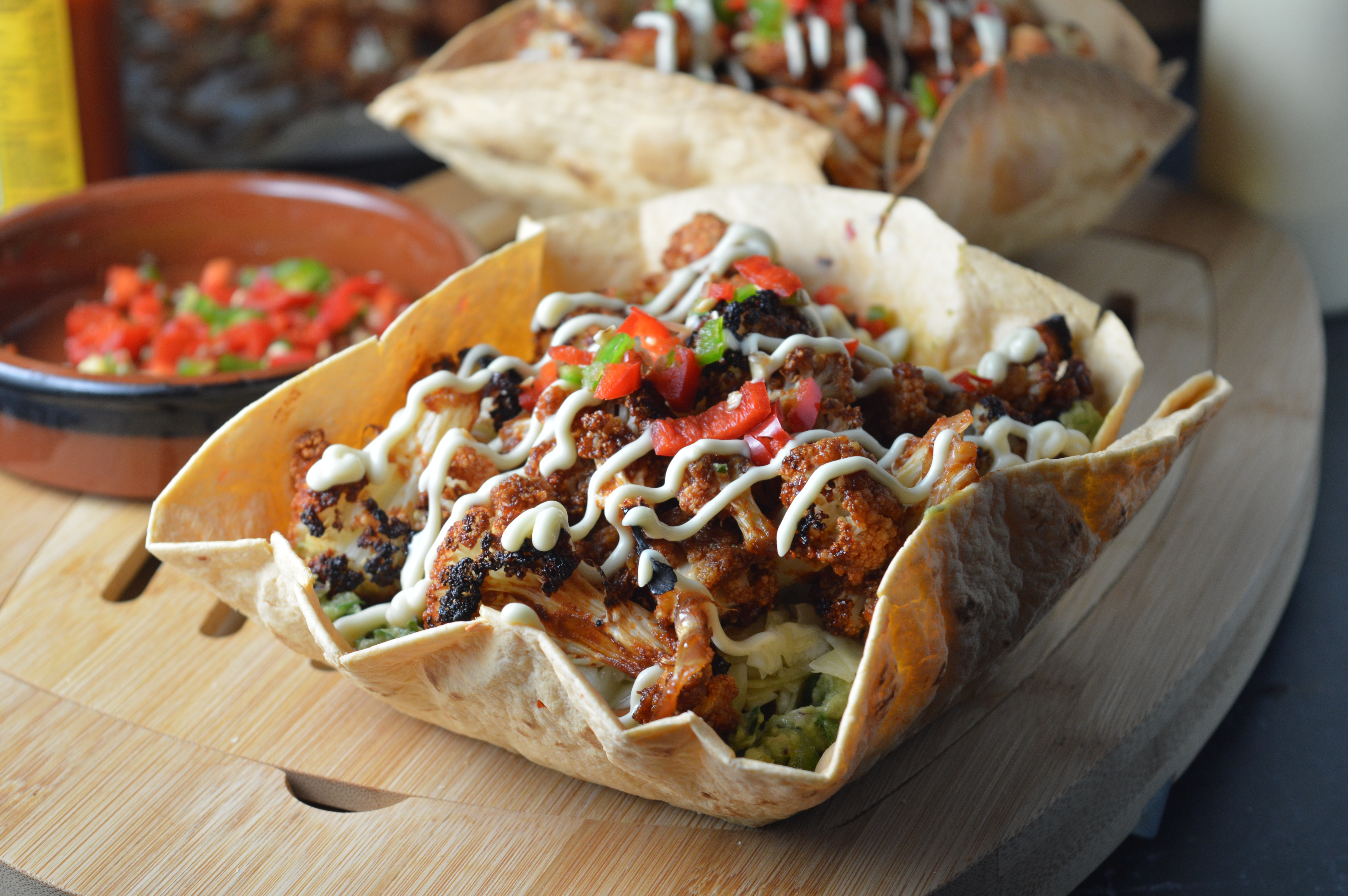 Crispy Cauliflower Tortilla Bowls