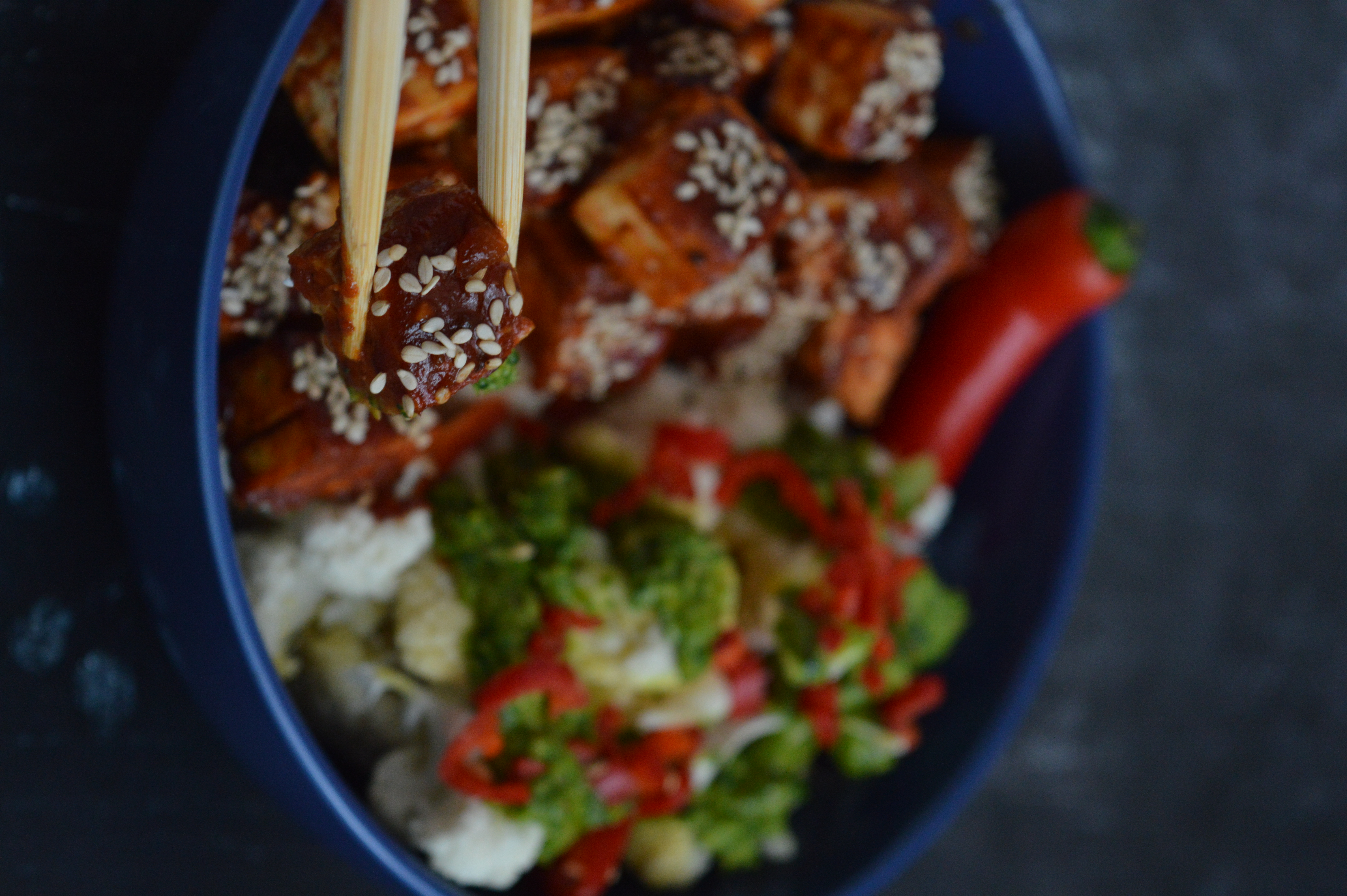 Sticky Tofu & Cauliflower Bowl