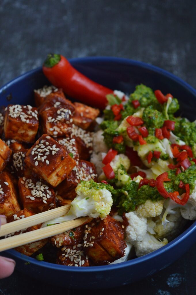 Sticky Tofu & Cauliflower Bowl