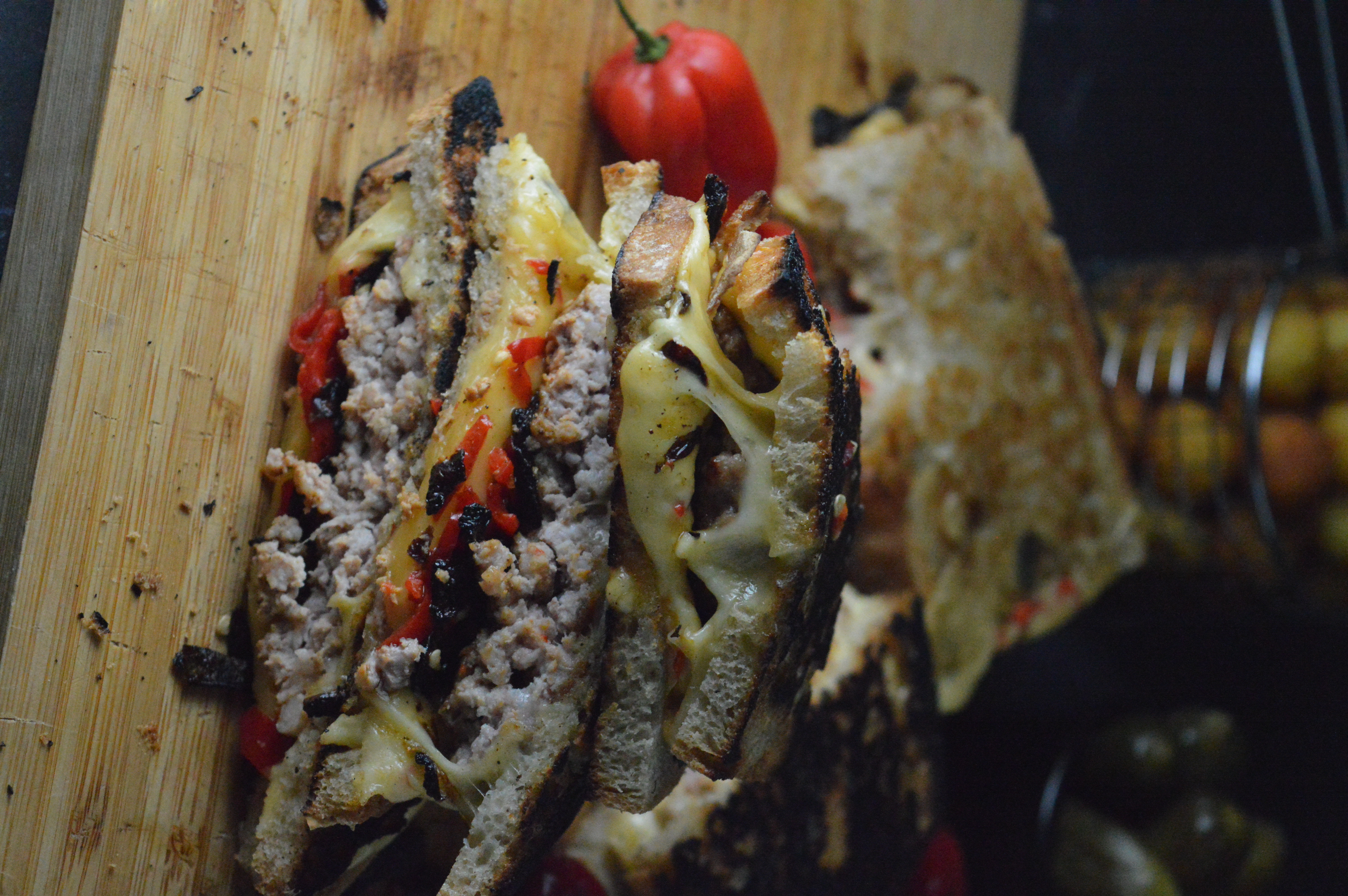 Cheesy Patty Melt with Chillies