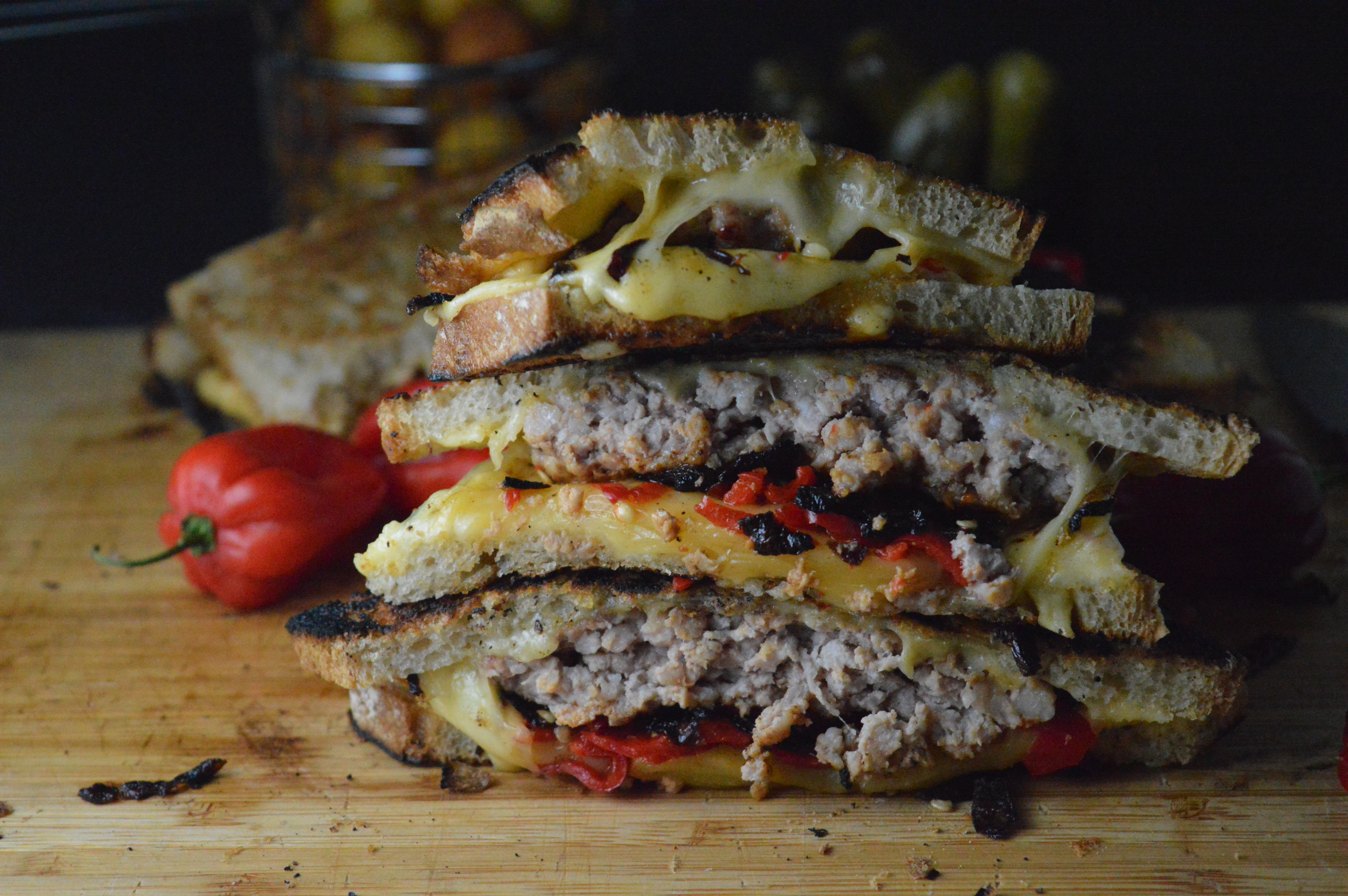 Cheesy Patty Melt with Chillies