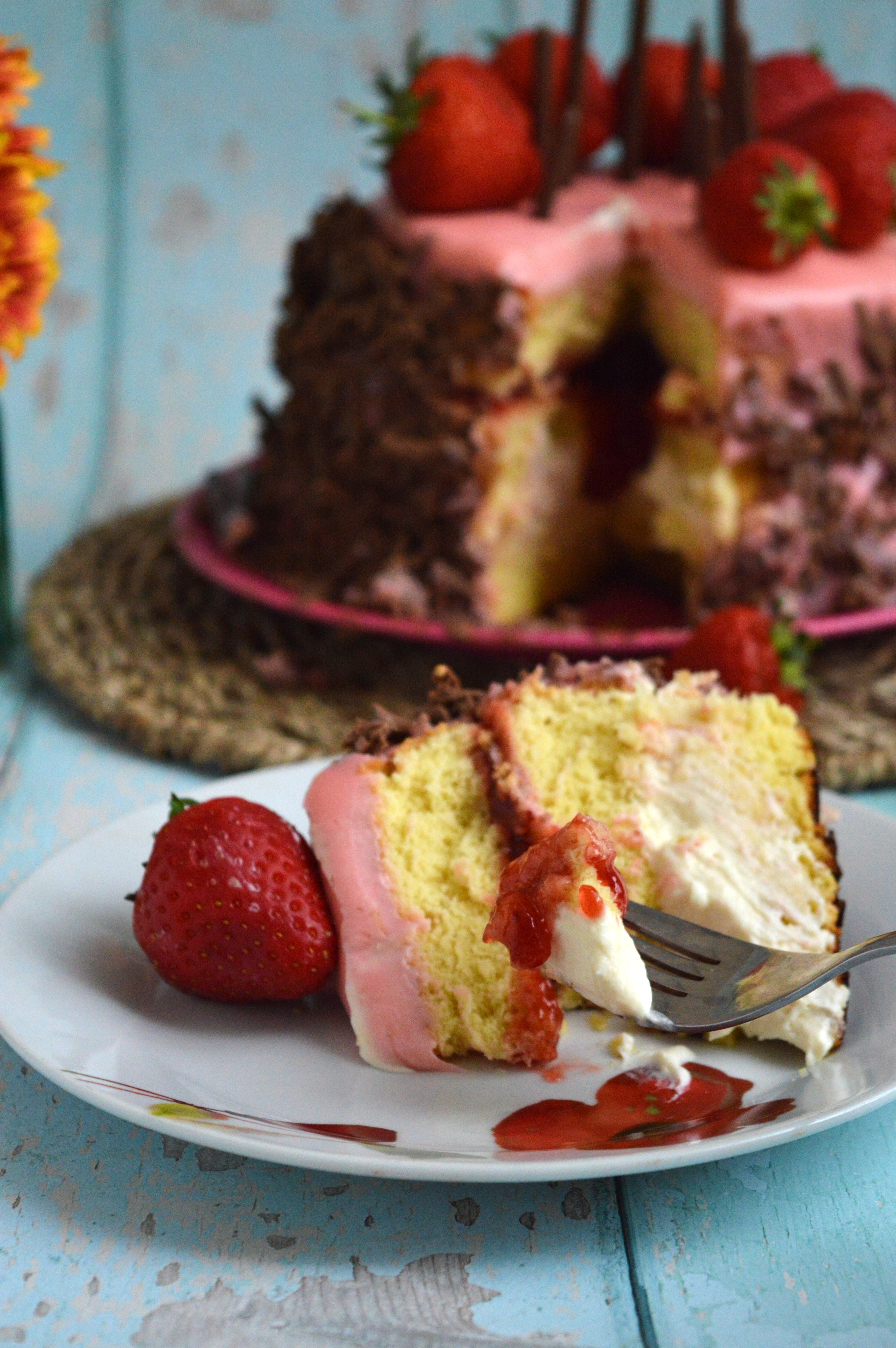 Strawberry White Chocolate Cake